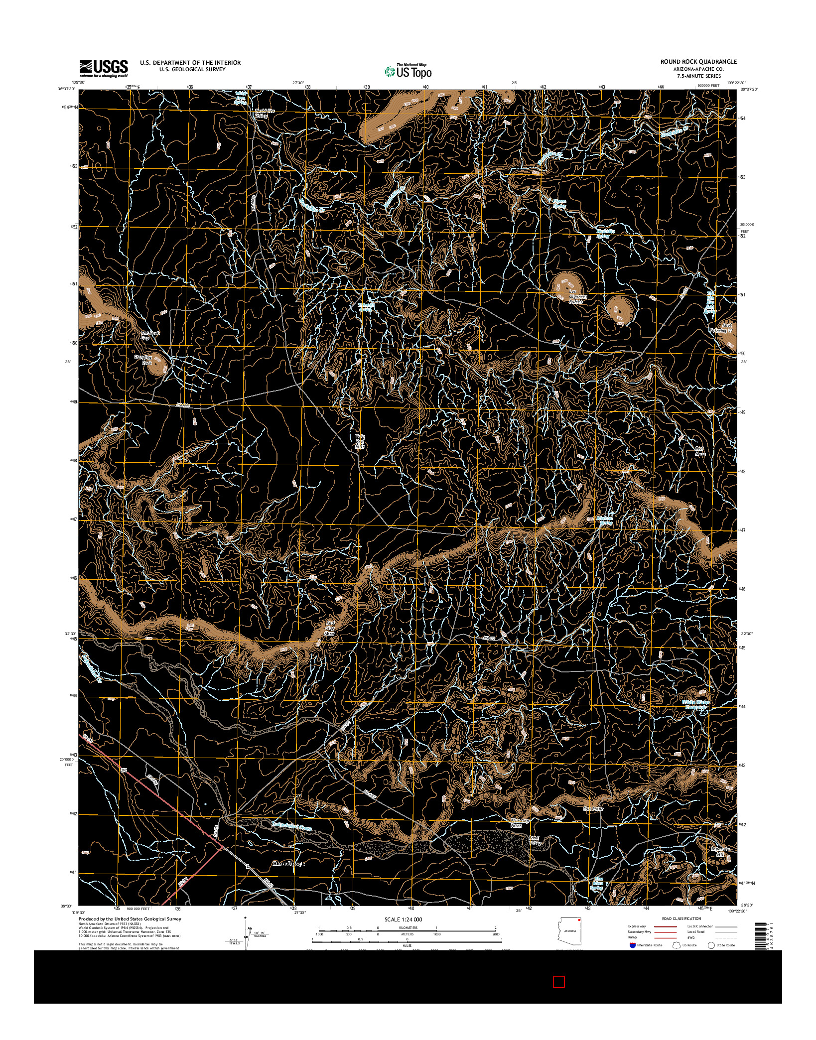 USGS US TOPO 7.5-MINUTE MAP FOR ROUND ROCK, AZ 2014