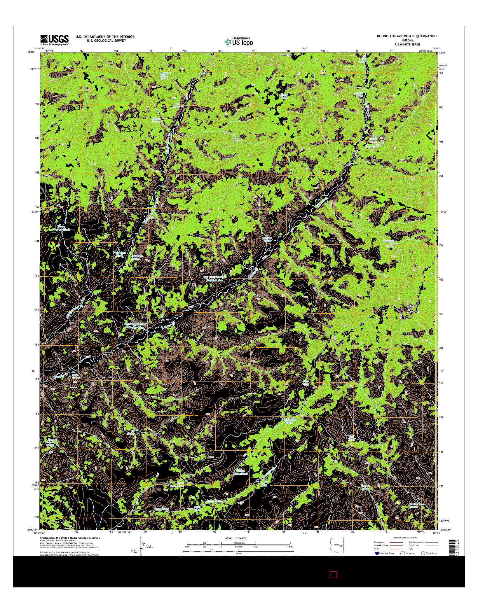 USGS US TOPO 7.5-MINUTE MAP FOR ROUND TOP MOUNTAIN, AZ 2014