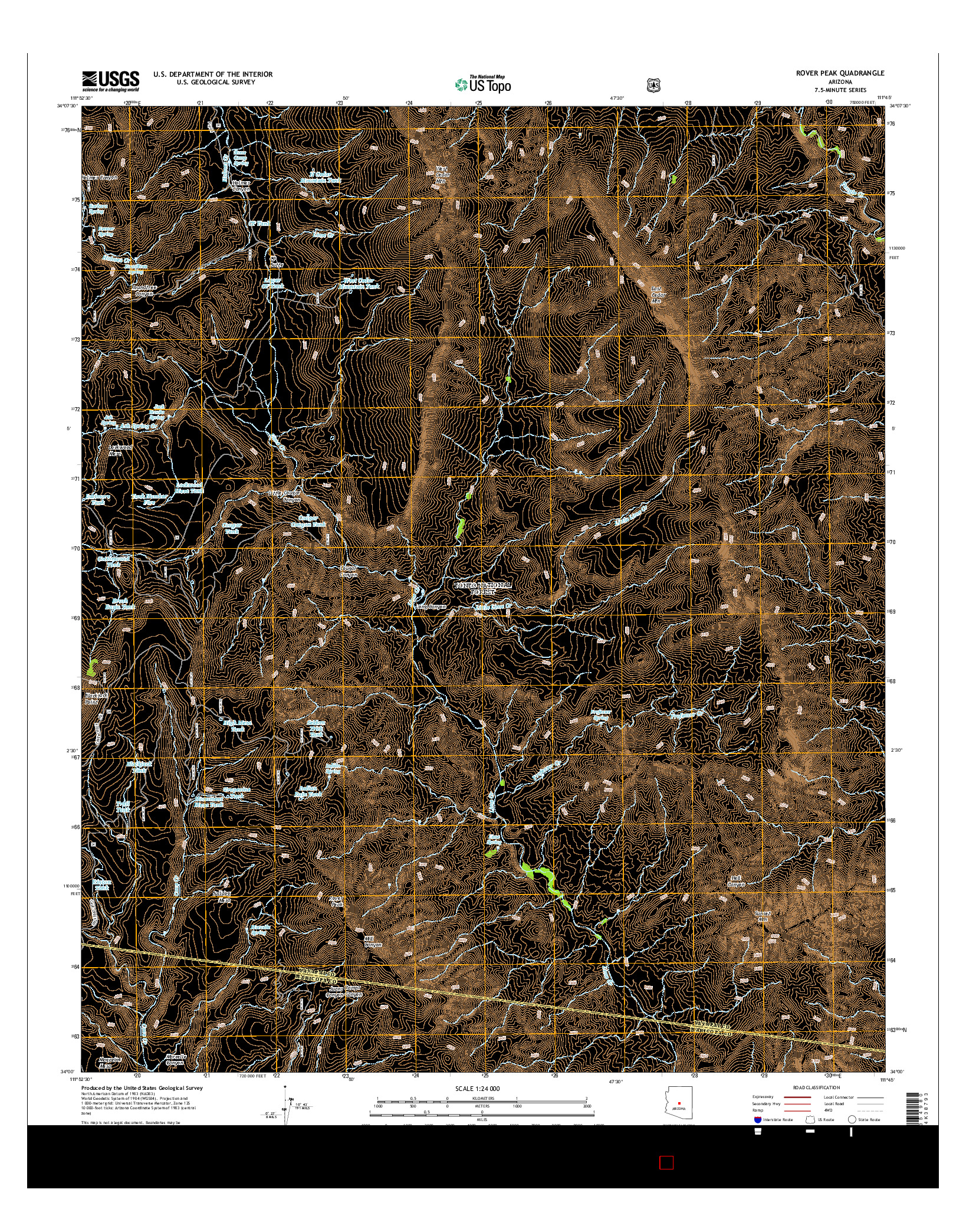 USGS US TOPO 7.5-MINUTE MAP FOR ROVER PEAK, AZ 2014