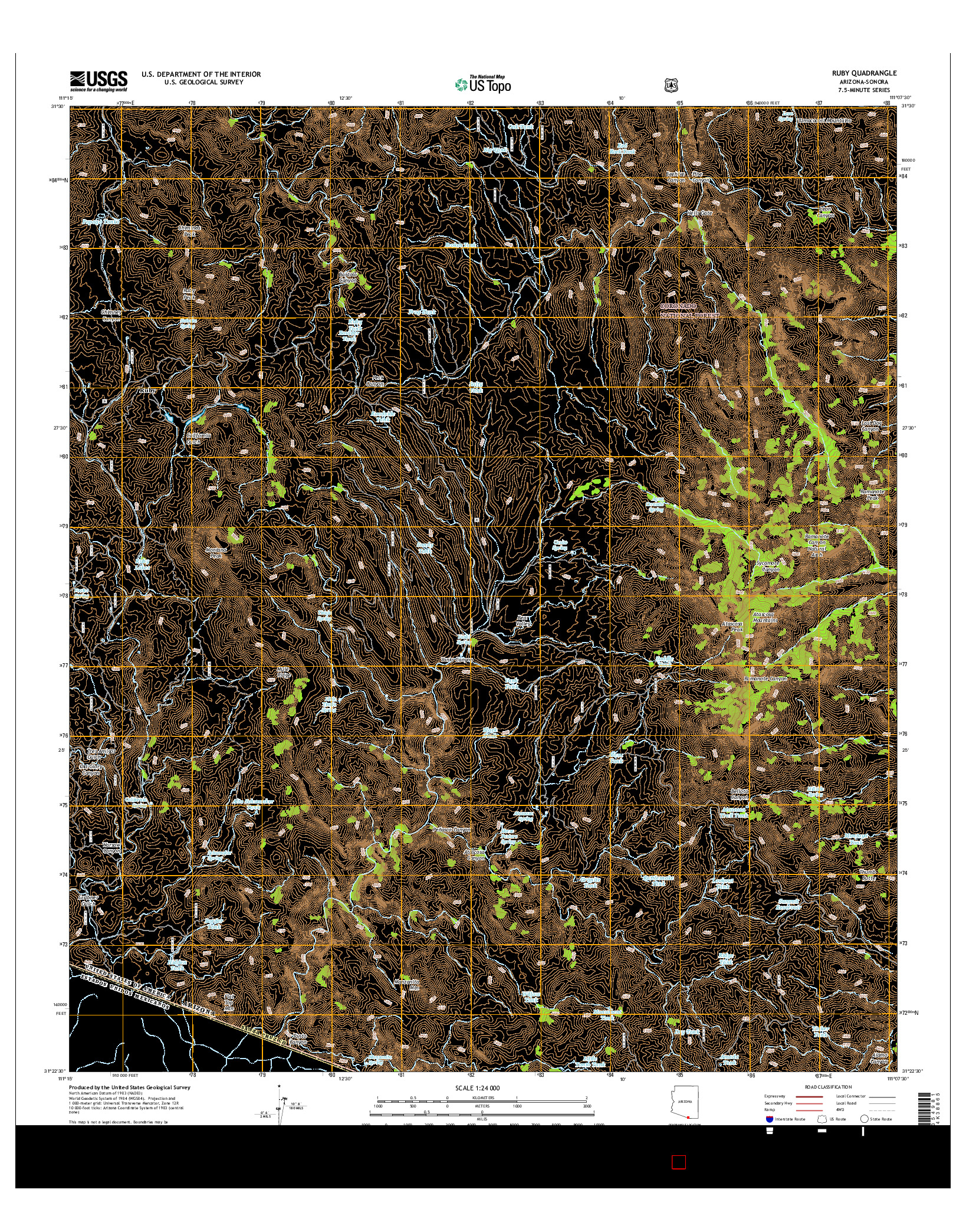 USGS US TOPO 7.5-MINUTE MAP FOR RUBY, AZ-SON 2014