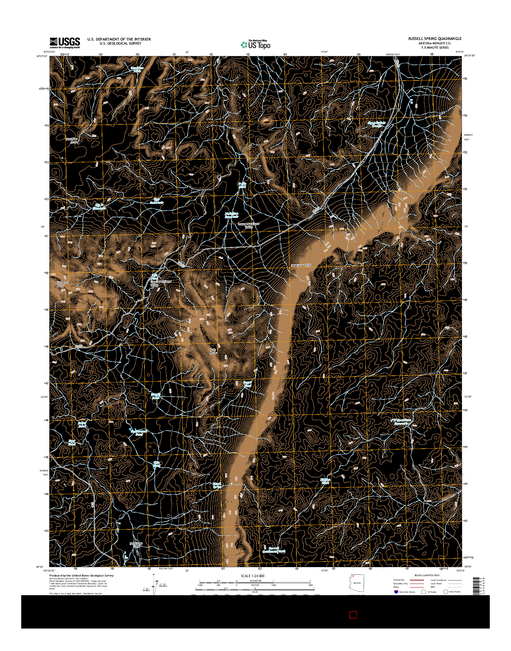 USGS US TOPO 7.5-MINUTE MAP FOR RUSSELL SPRING, AZ 2014