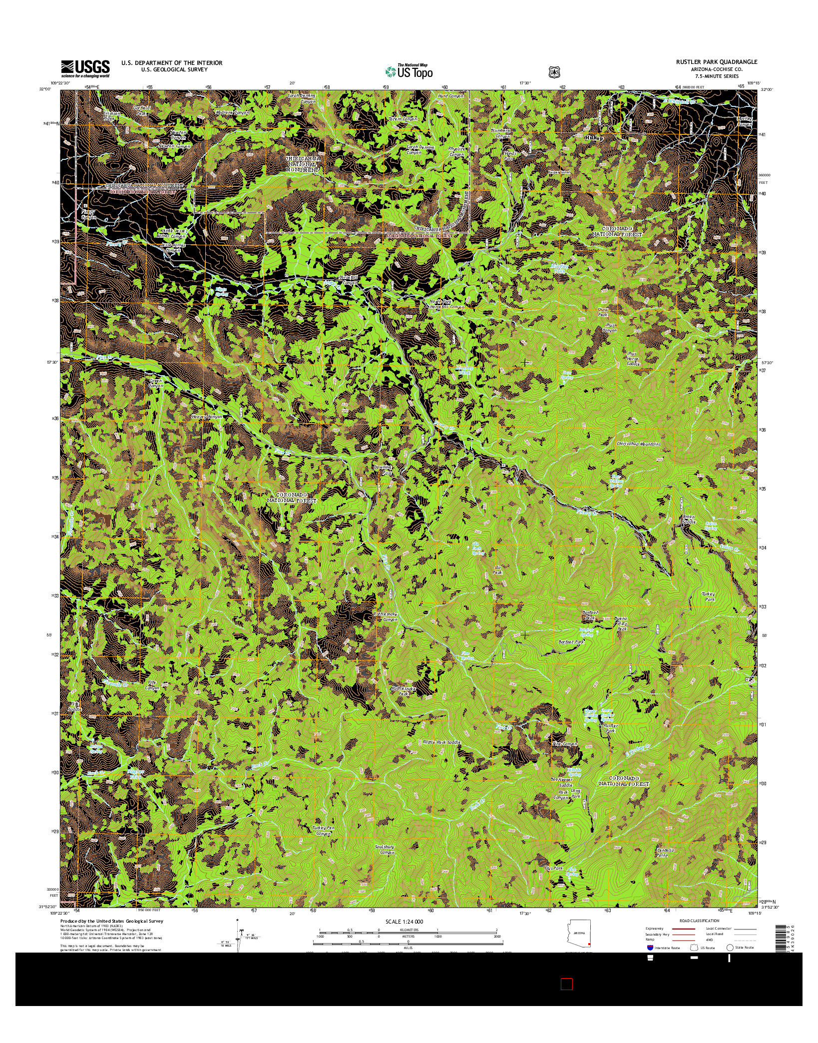 USGS US TOPO 7.5-MINUTE MAP FOR RUSTLER PARK, AZ 2014