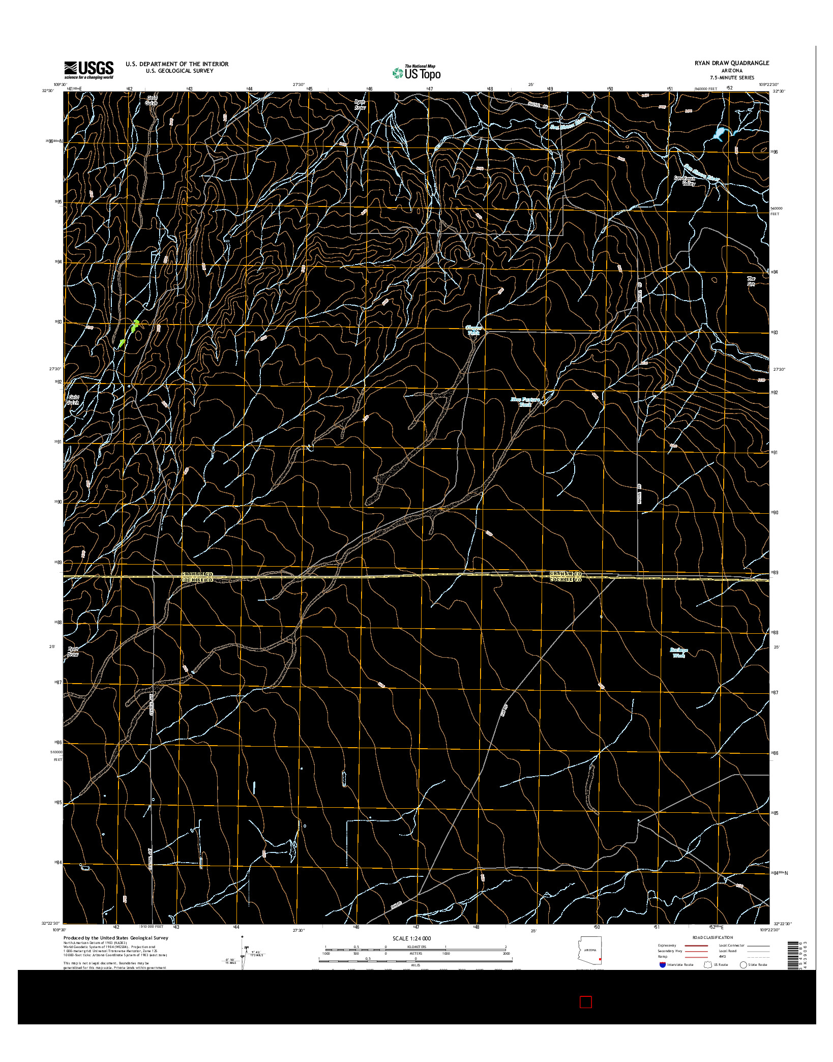 USGS US TOPO 7.5-MINUTE MAP FOR RYAN DRAW, AZ 2014