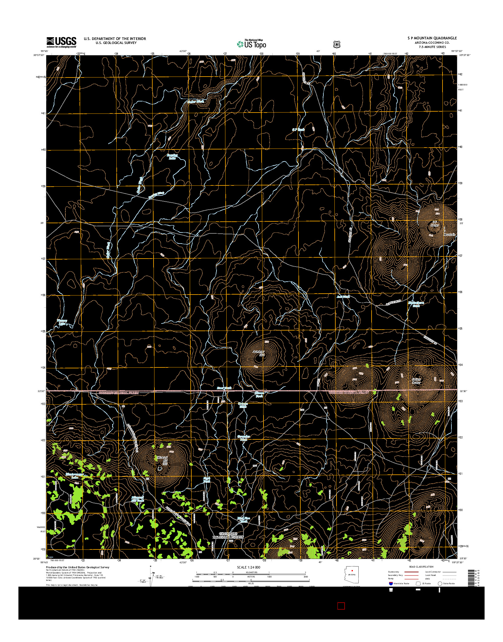 USGS US TOPO 7.5-MINUTE MAP FOR S P MOUNTAIN, AZ 2014
