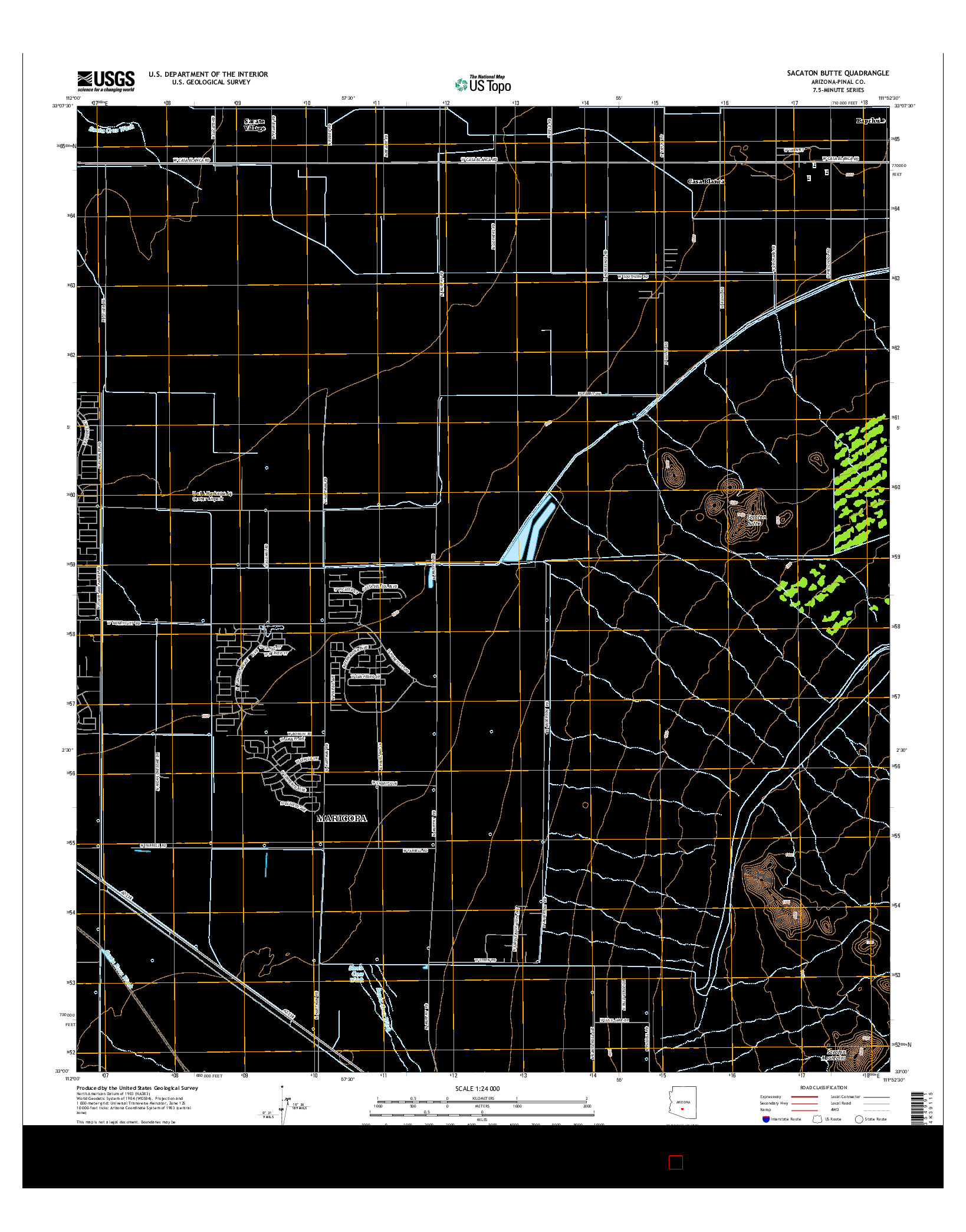 USGS US TOPO 7.5-MINUTE MAP FOR SACATON BUTTE, AZ 2014