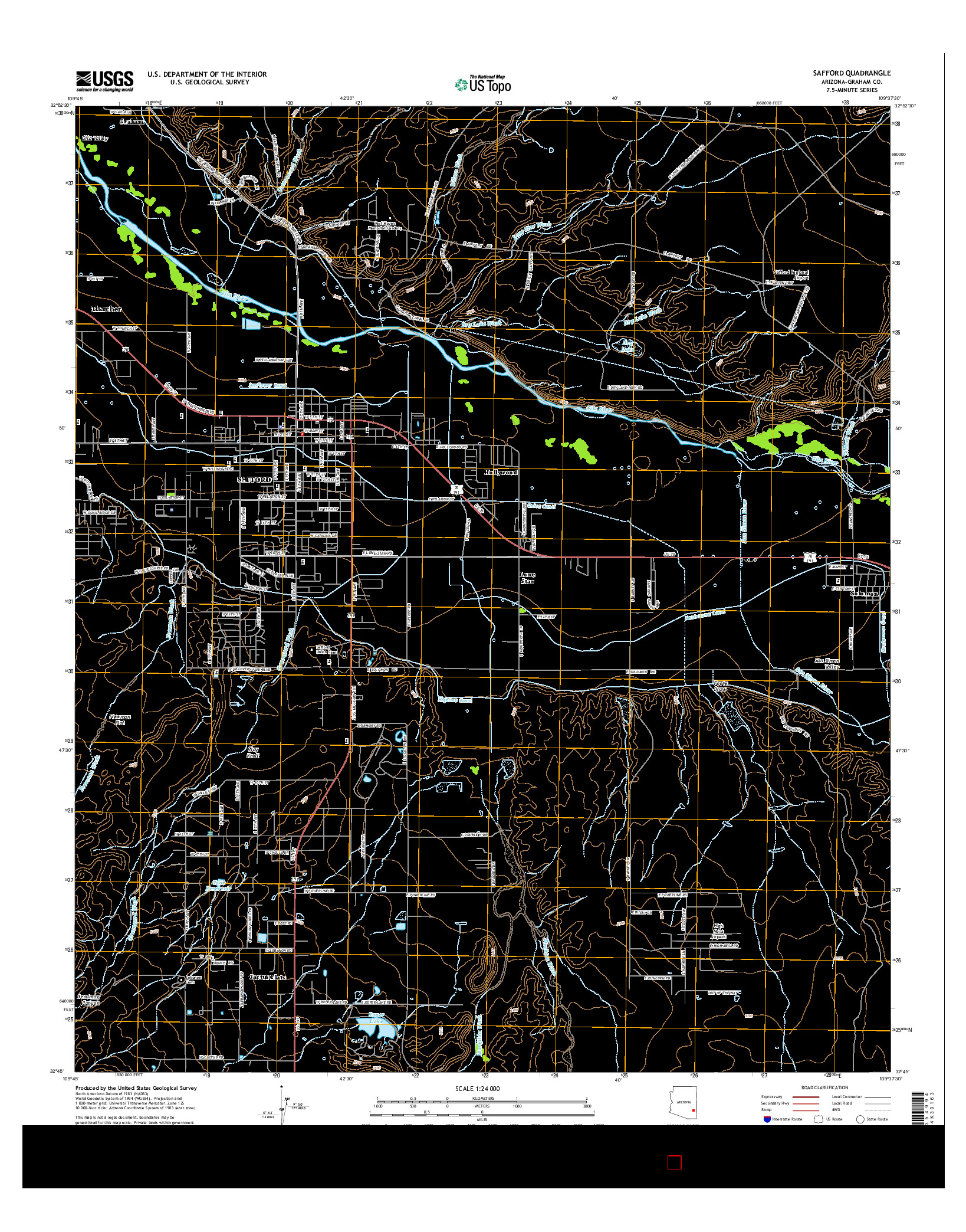 USGS US TOPO 7.5-MINUTE MAP FOR SAFFORD, AZ 2014