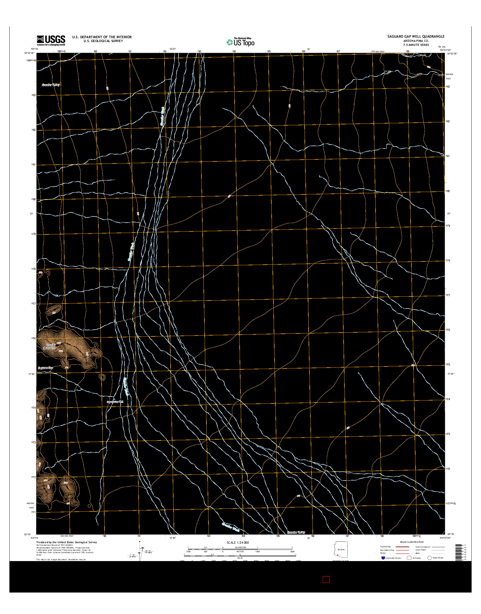 USGS US TOPO 7.5-MINUTE MAP FOR SAGUARO GAP WELL, AZ 2014