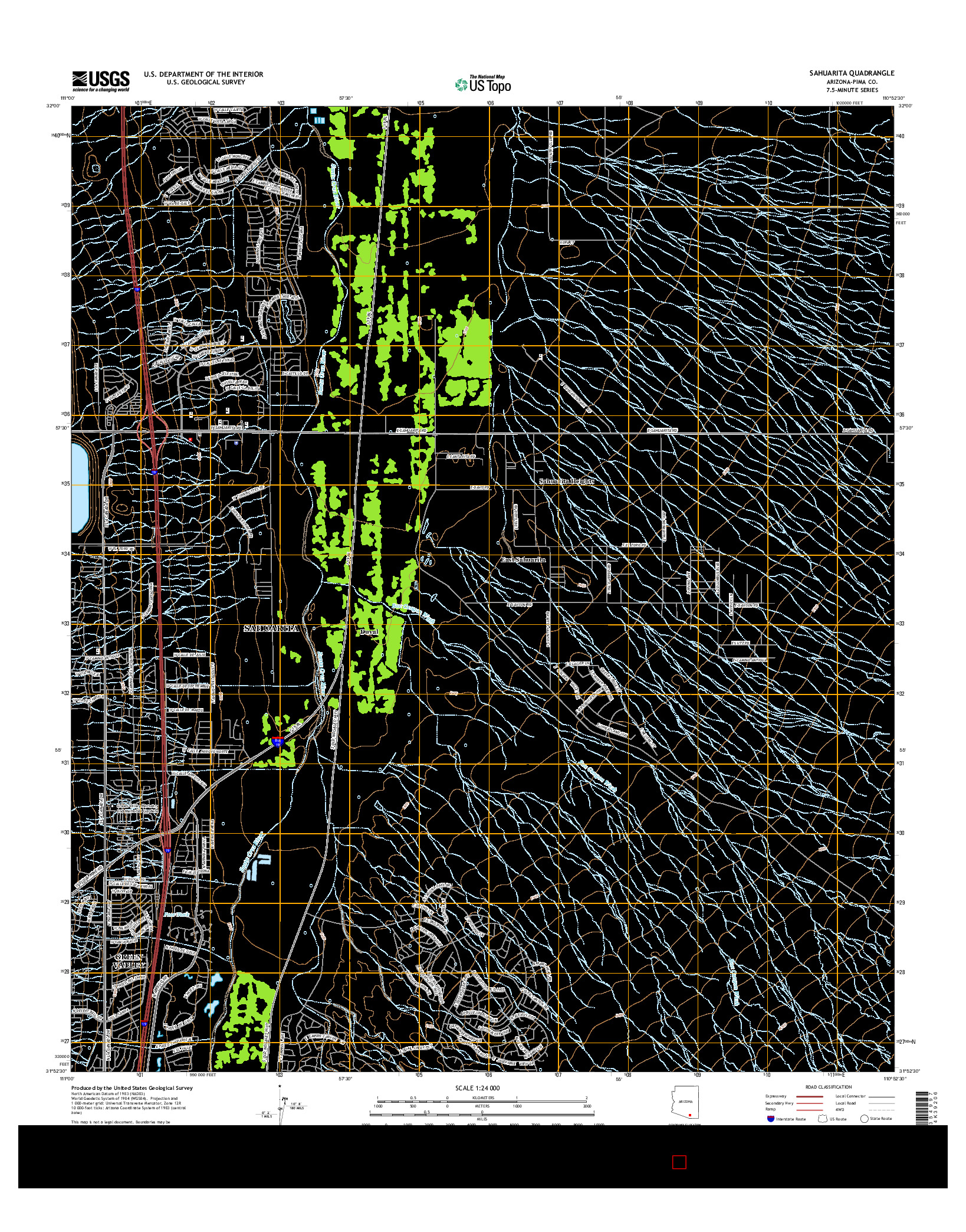 USGS US TOPO 7.5-MINUTE MAP FOR SAHUARITA, AZ 2014