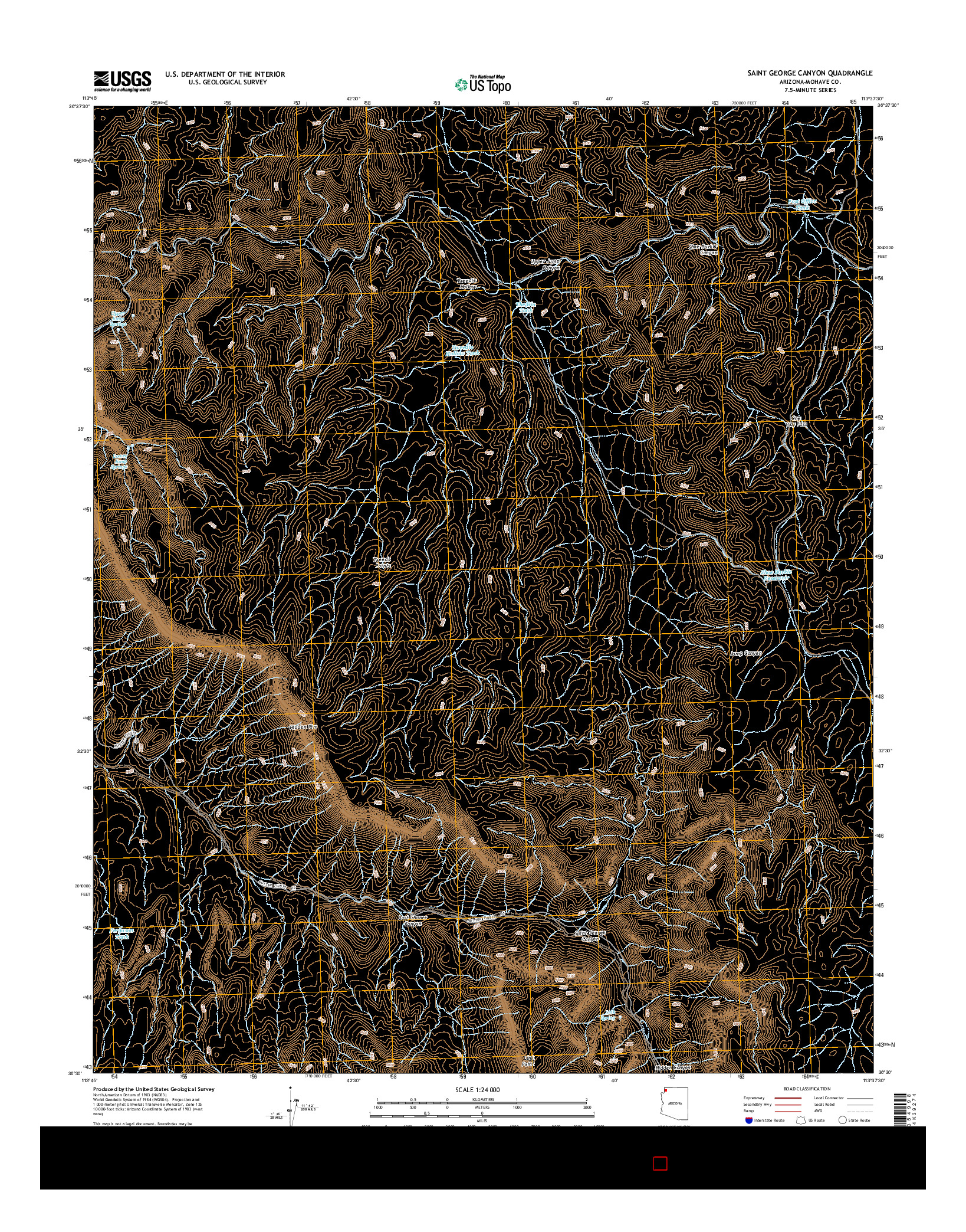 USGS US TOPO 7.5-MINUTE MAP FOR SAINT GEORGE CANYON, AZ 2014