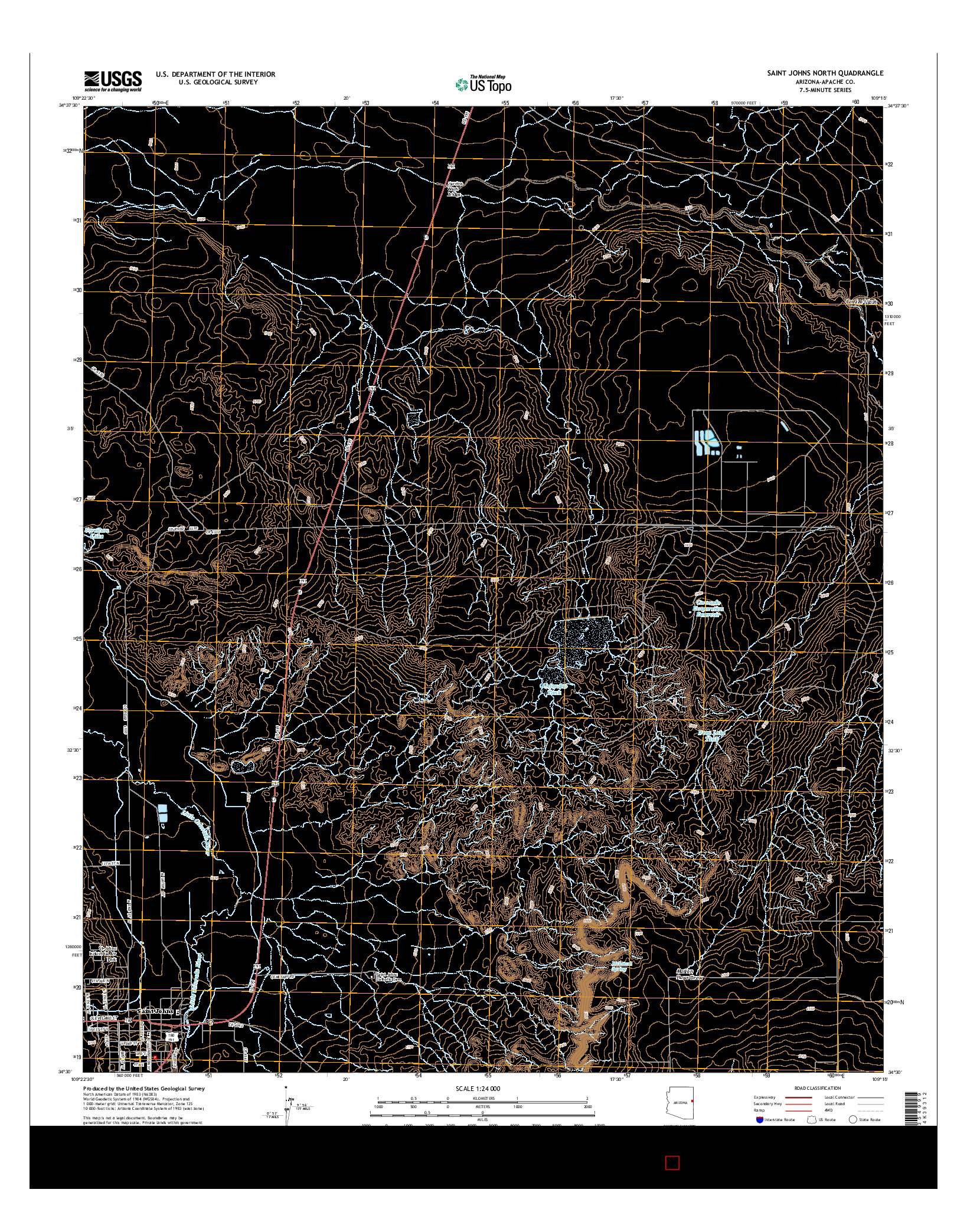 USGS US TOPO 7.5-MINUTE MAP FOR SAINT JOHNS NORTH, AZ 2014