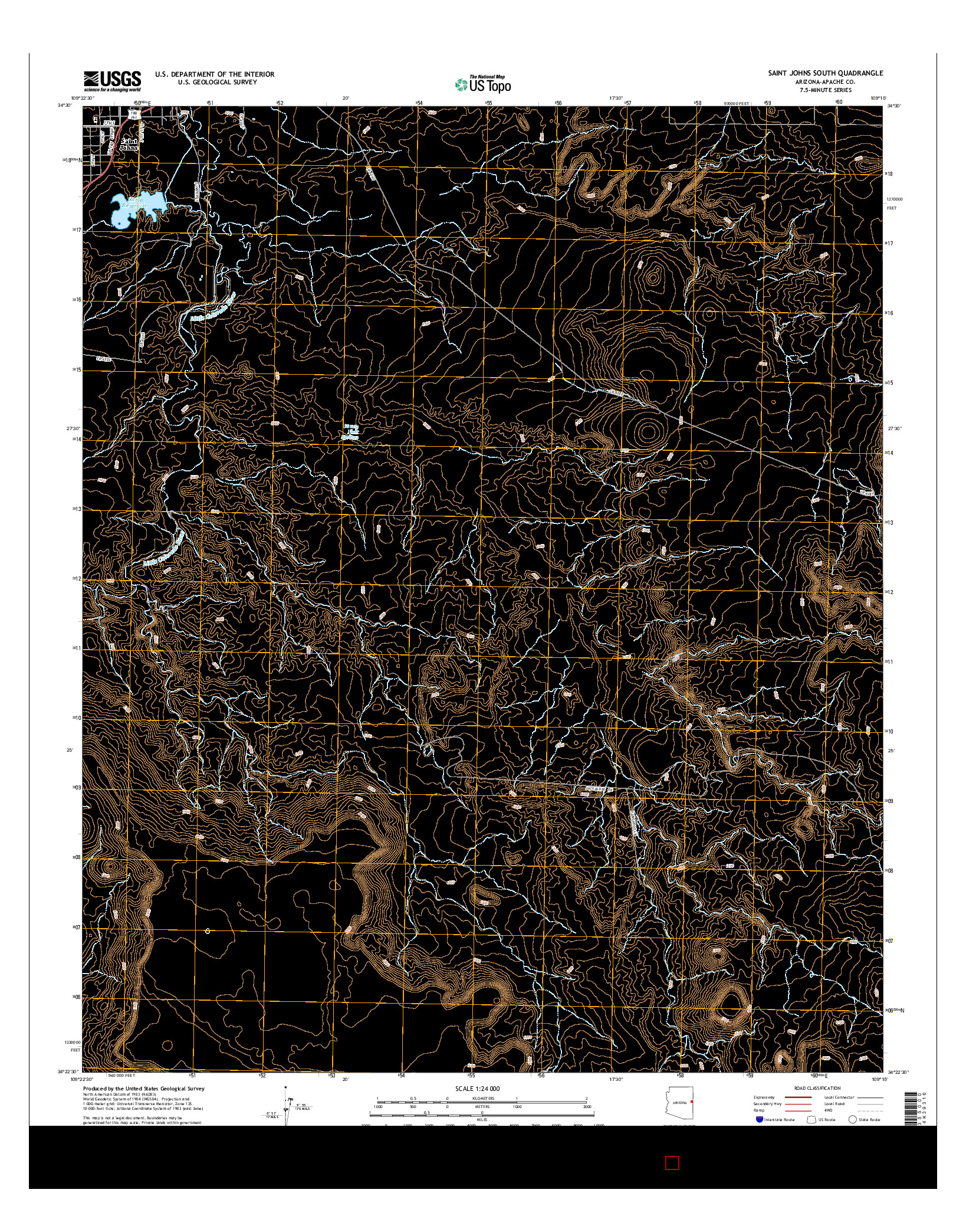 USGS US TOPO 7.5-MINUTE MAP FOR SAINT JOHNS SOUTH, AZ 2014