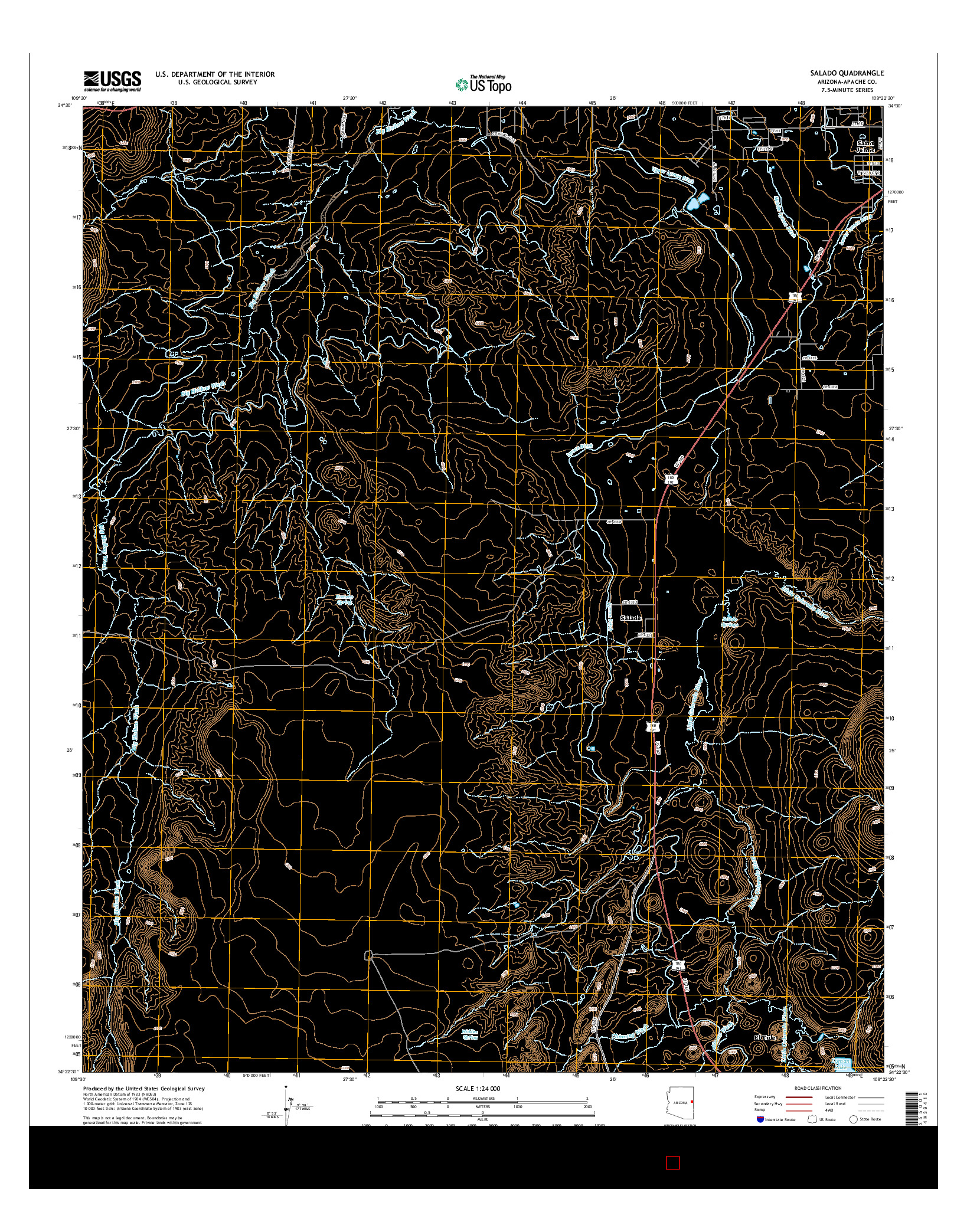 USGS US TOPO 7.5-MINUTE MAP FOR SALADO, AZ 2014
