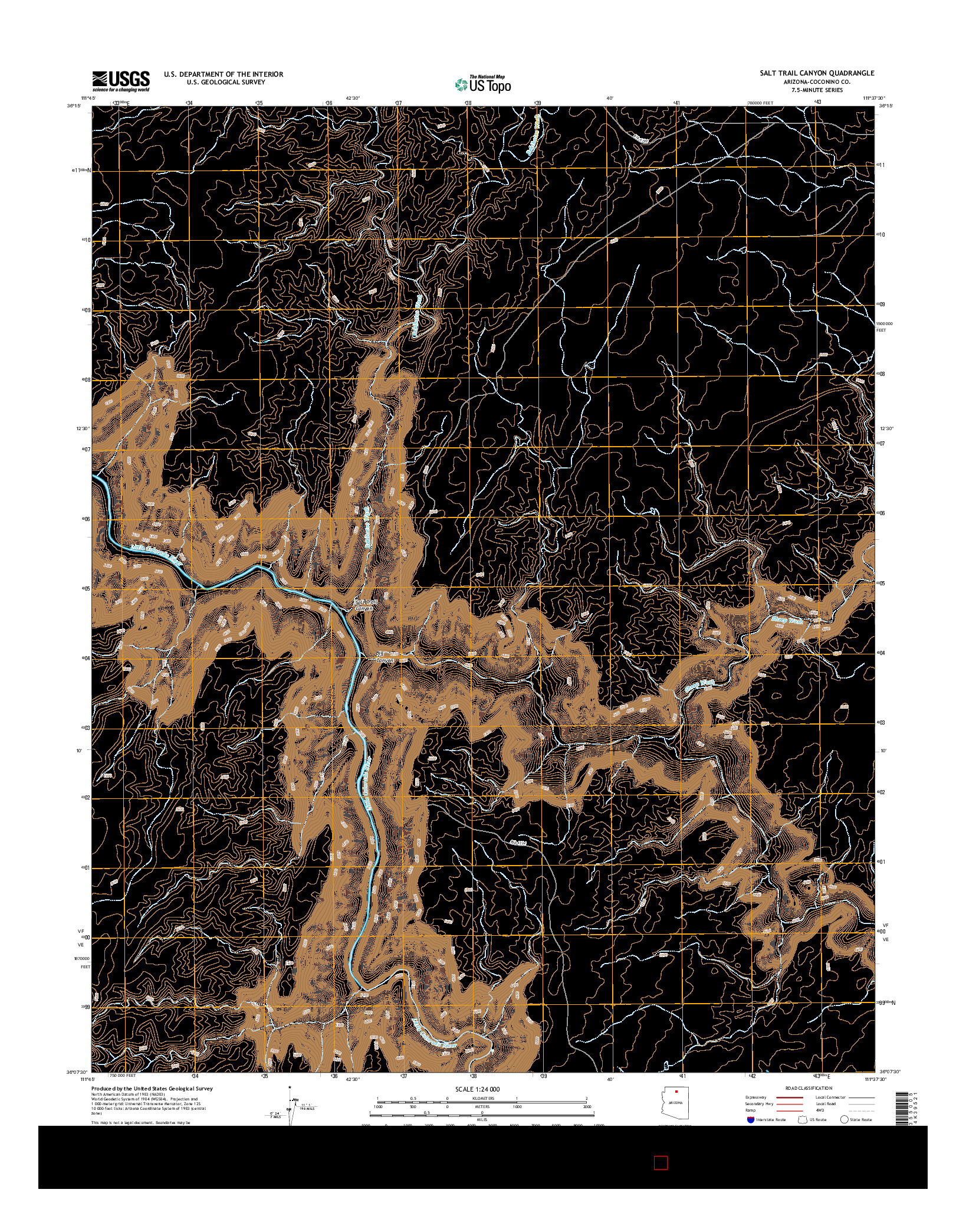 USGS US TOPO 7.5-MINUTE MAP FOR SALT TRAIL CANYON, AZ 2014
