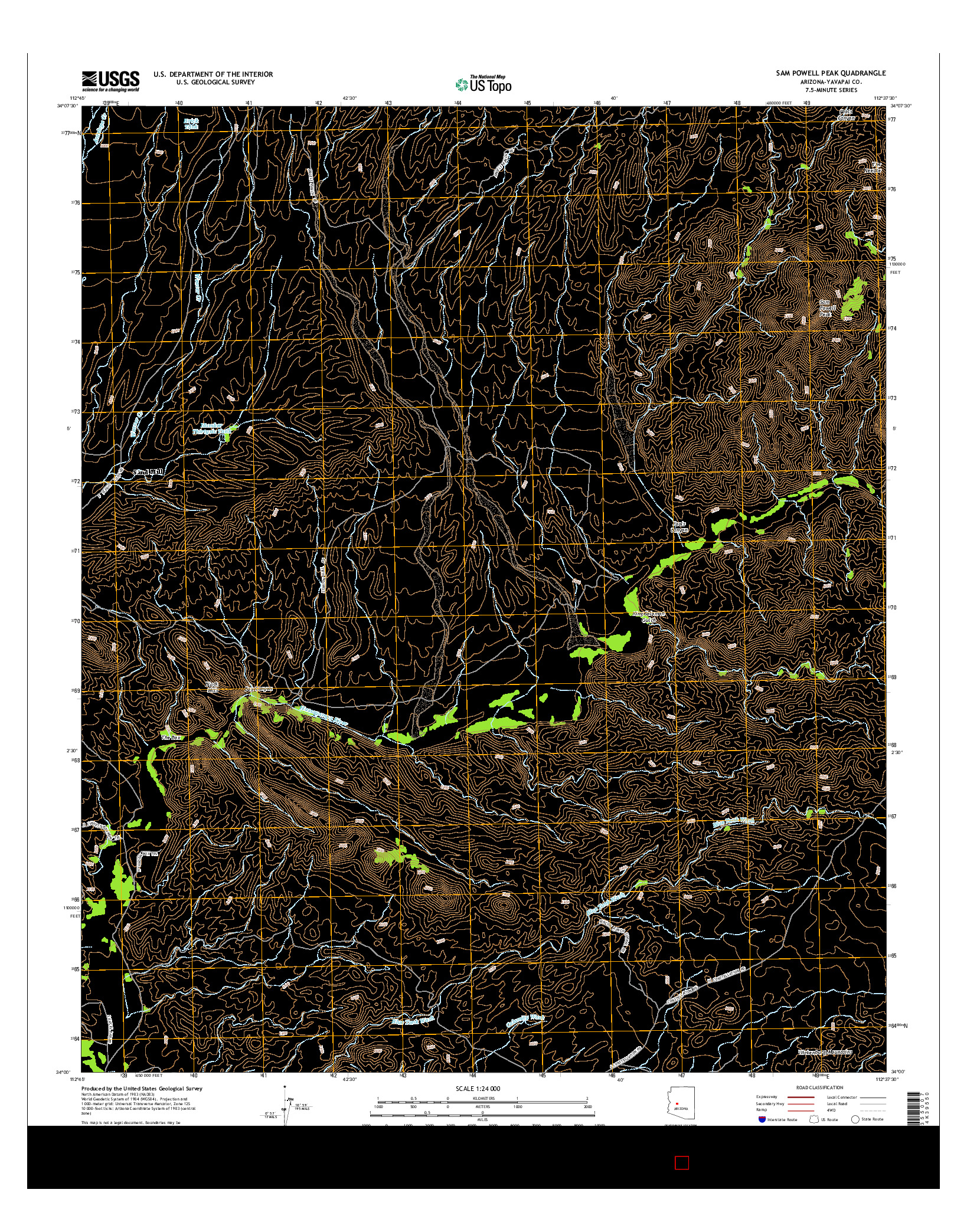 USGS US TOPO 7.5-MINUTE MAP FOR SAM POWELL PEAK, AZ 2014