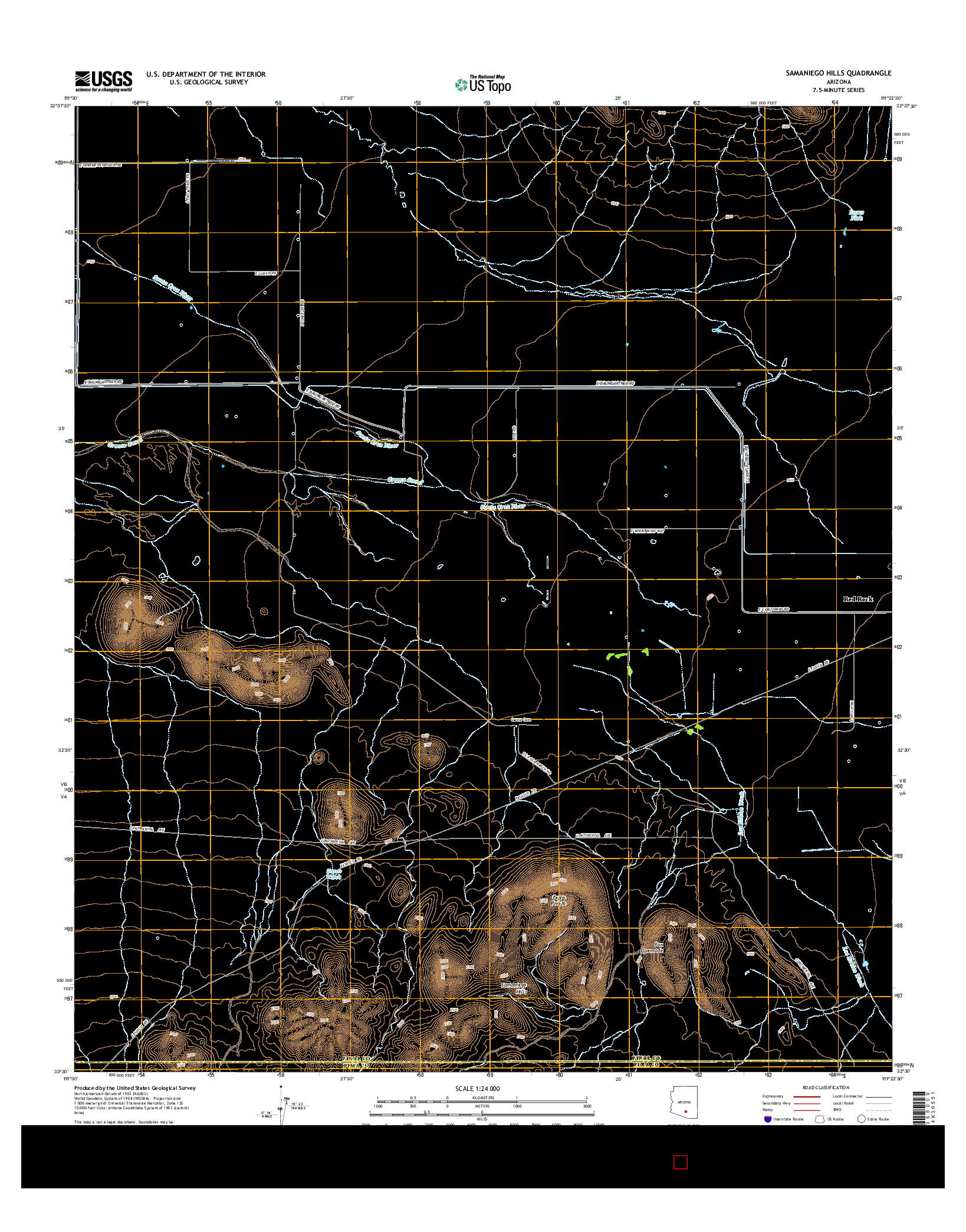 USGS US TOPO 7.5-MINUTE MAP FOR SAMANIEGO HILLS, AZ 2014