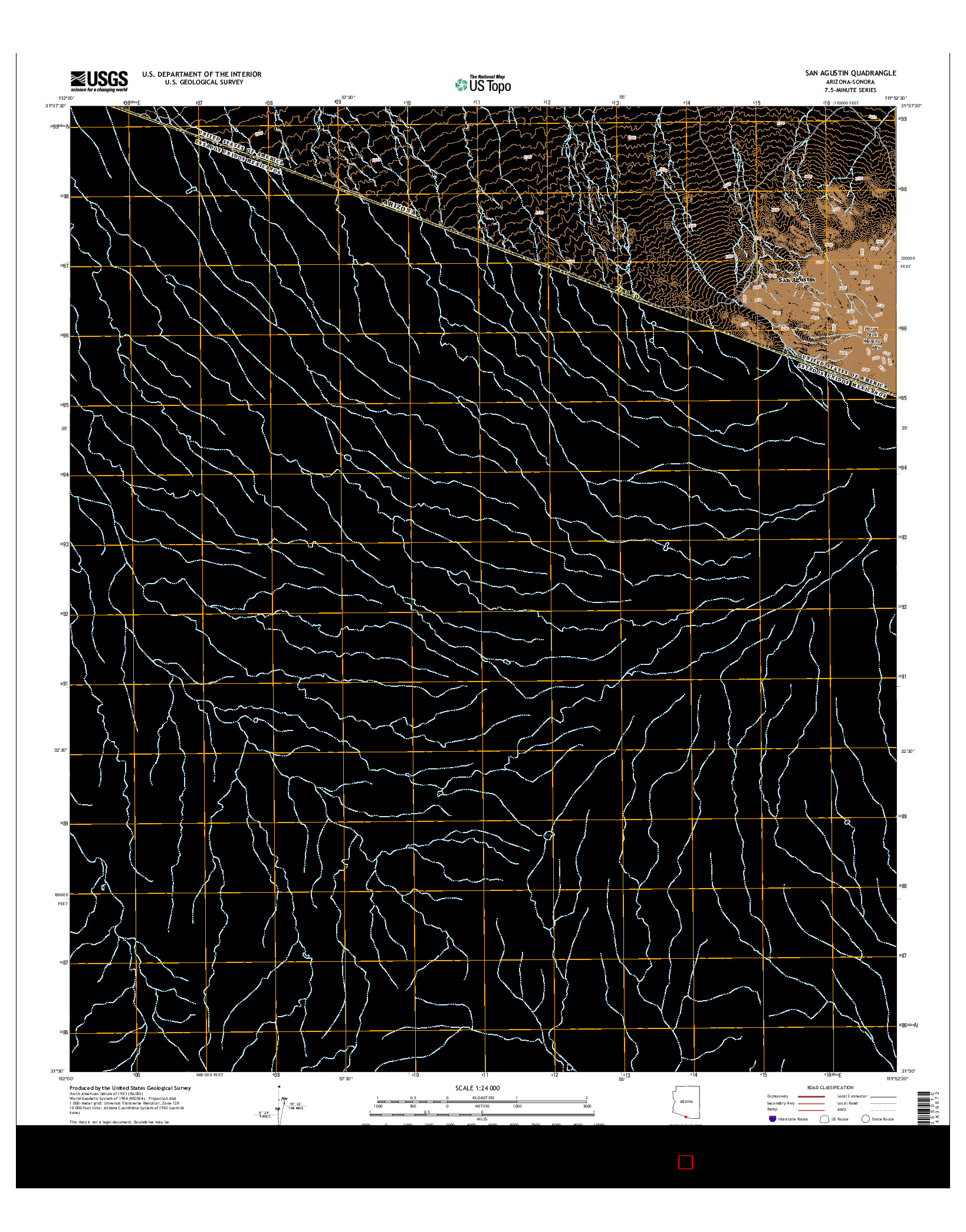 USGS US TOPO 7.5-MINUTE MAP FOR SAN AGUSTIN, AZ-SON 2014