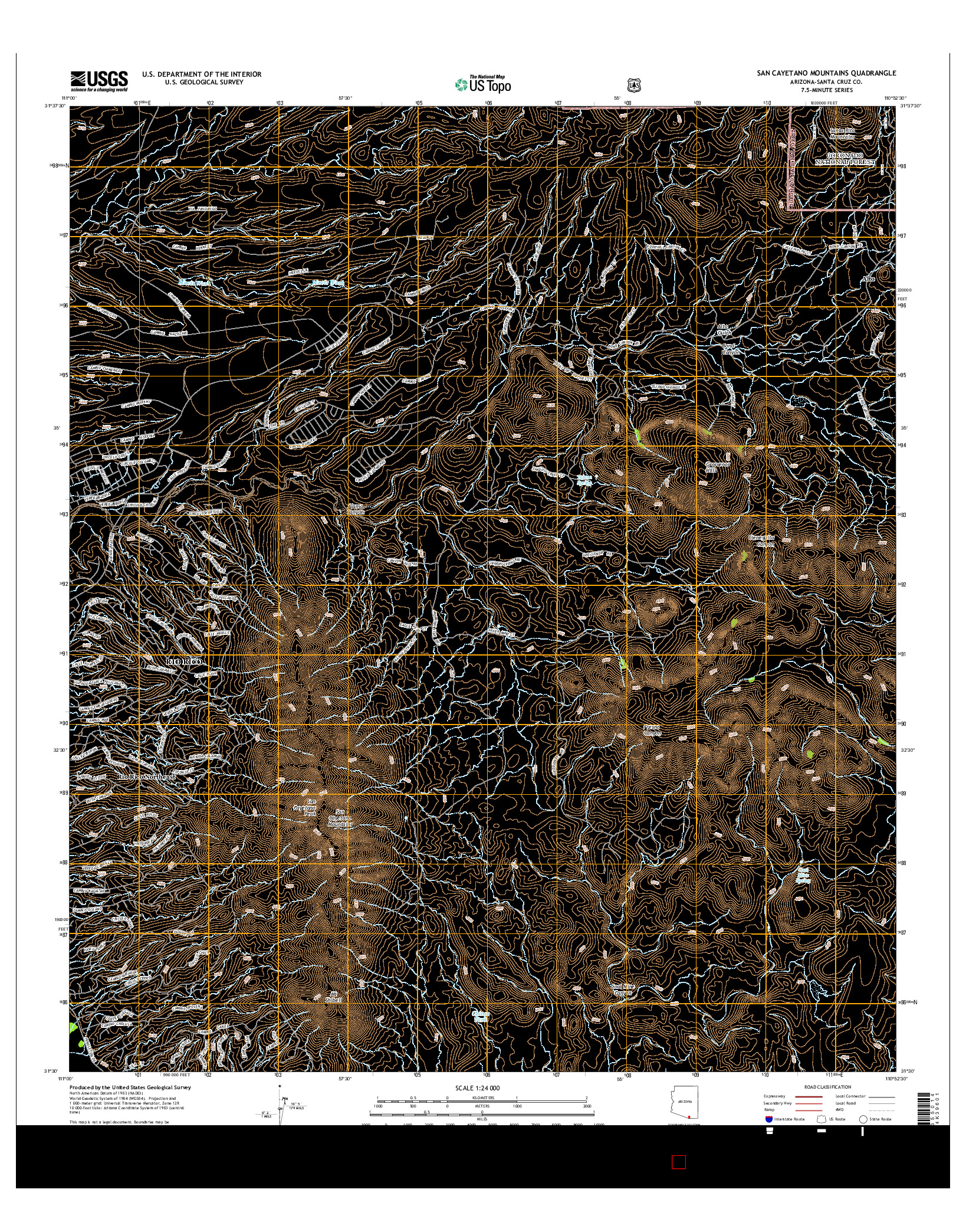 USGS US TOPO 7.5-MINUTE MAP FOR SAN CAYETANO MOUNTAINS, AZ 2014