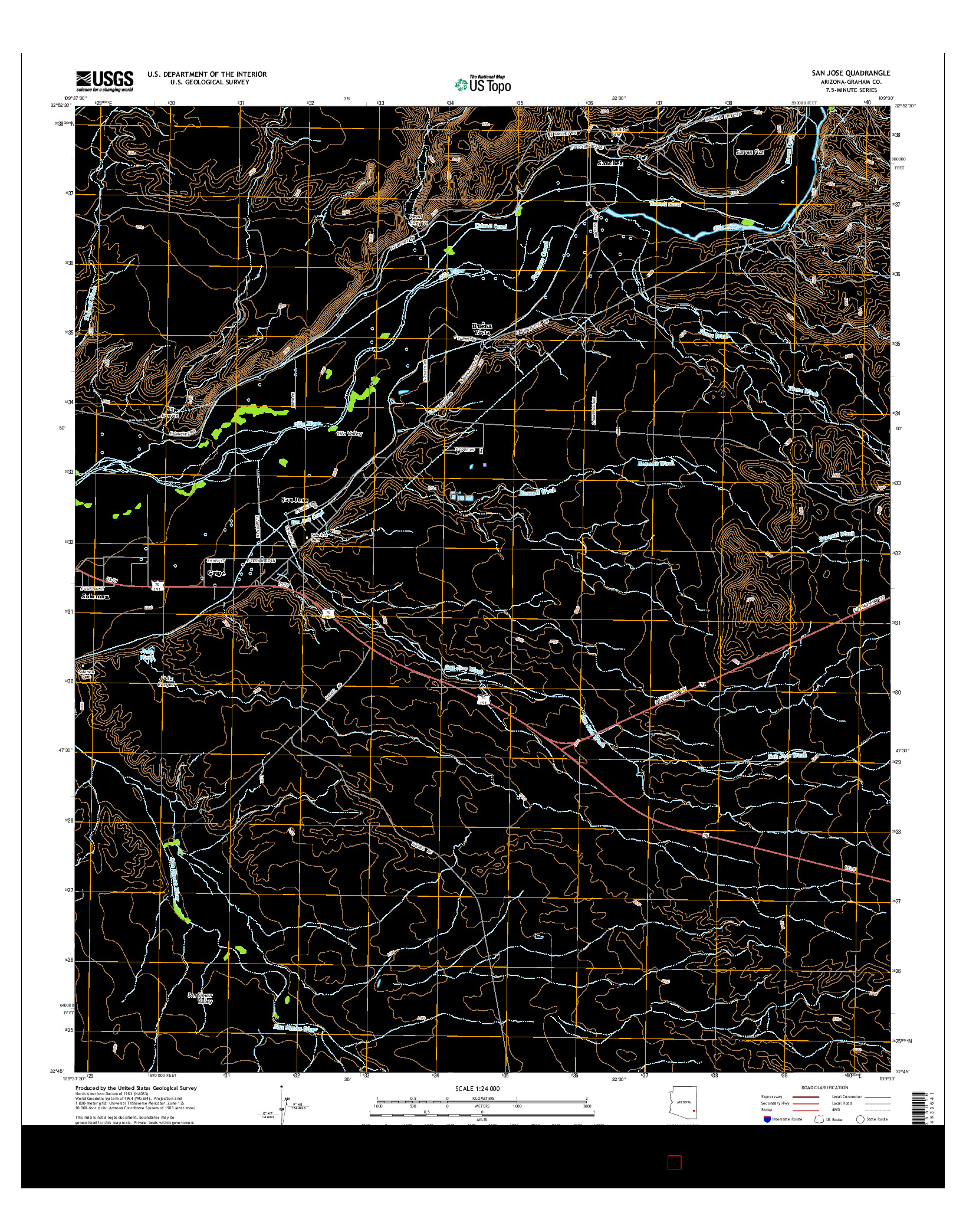 USGS US TOPO 7.5-MINUTE MAP FOR SAN JOSE, AZ 2014