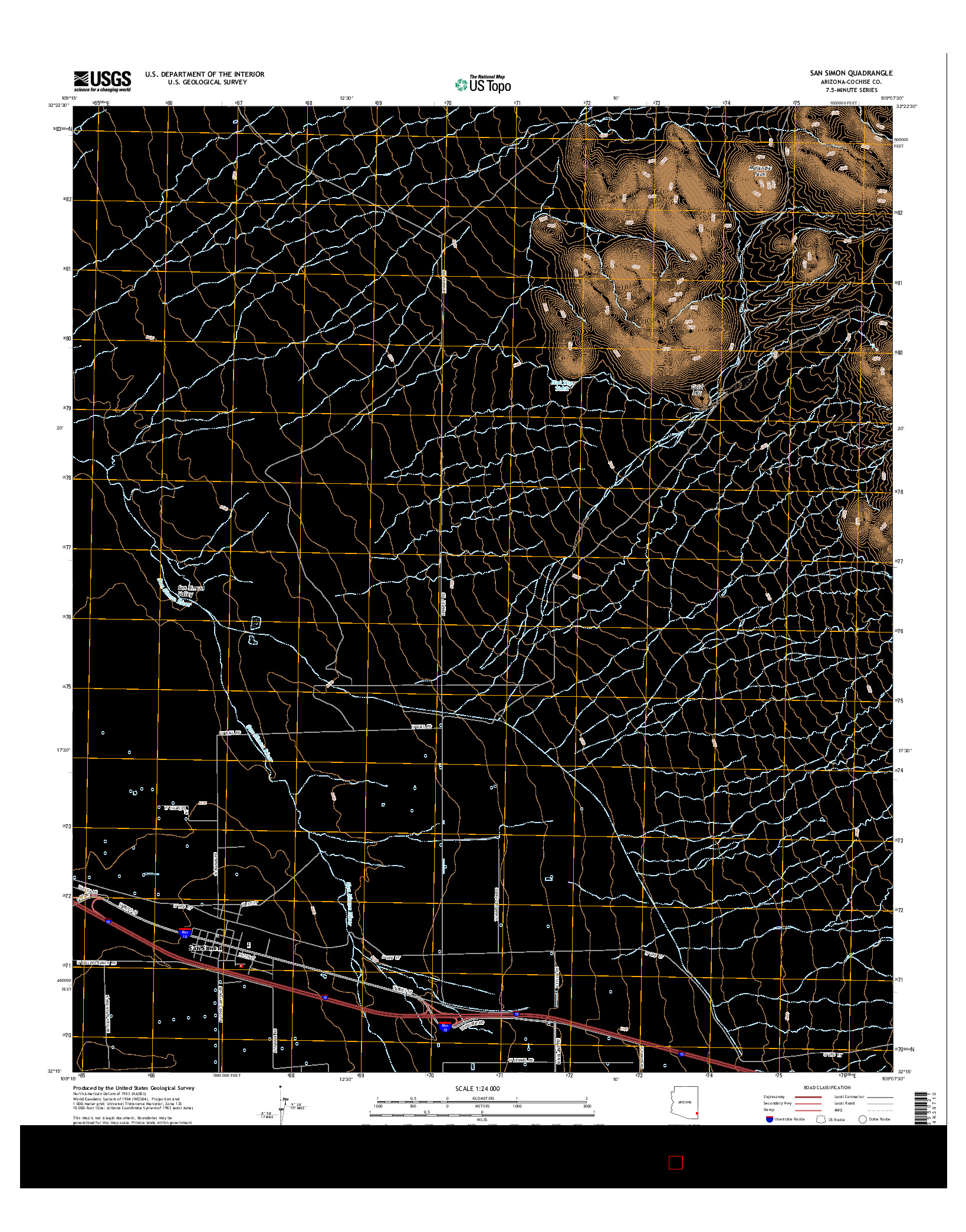 USGS US TOPO 7.5-MINUTE MAP FOR SAN SIMON, AZ 2014
