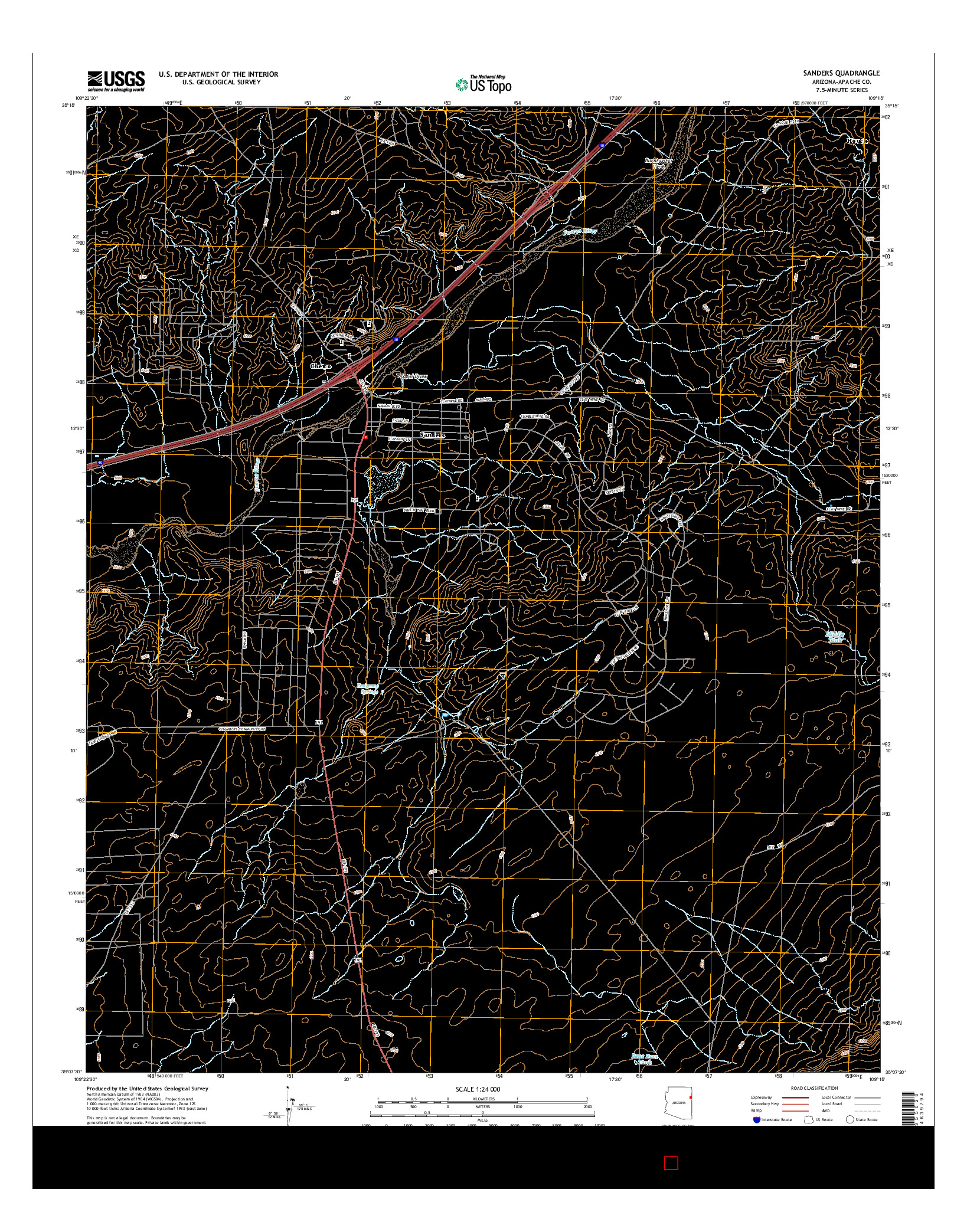 USGS US TOPO 7.5-MINUTE MAP FOR SANDERS, AZ 2014
