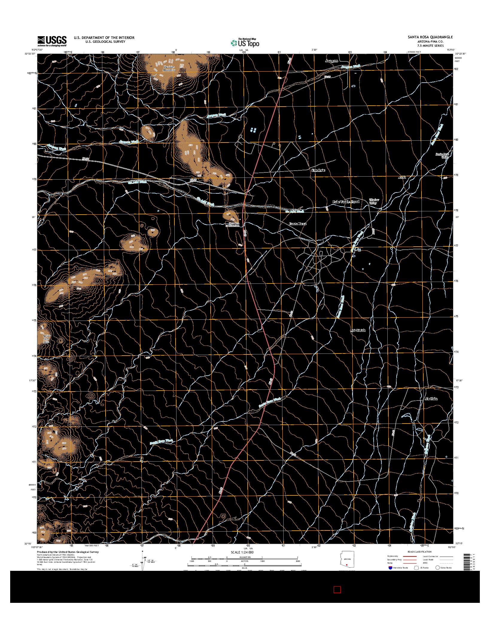 USGS US TOPO 7.5-MINUTE MAP FOR SANTA ROSA, AZ 2014