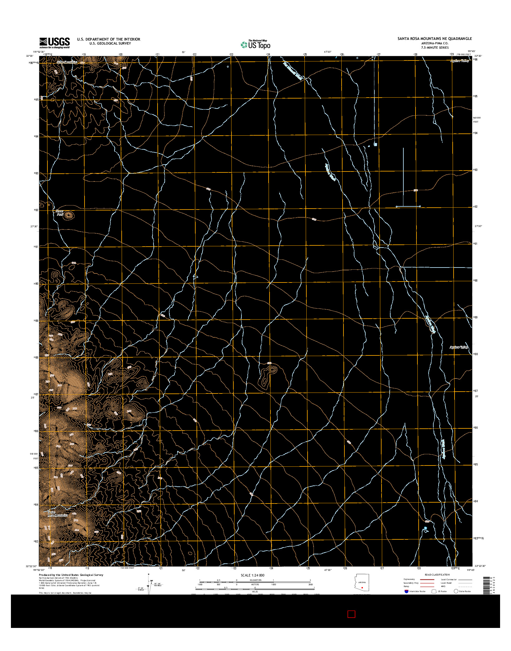 USGS US TOPO 7.5-MINUTE MAP FOR SANTA ROSA MOUNTAINS NE, AZ 2014