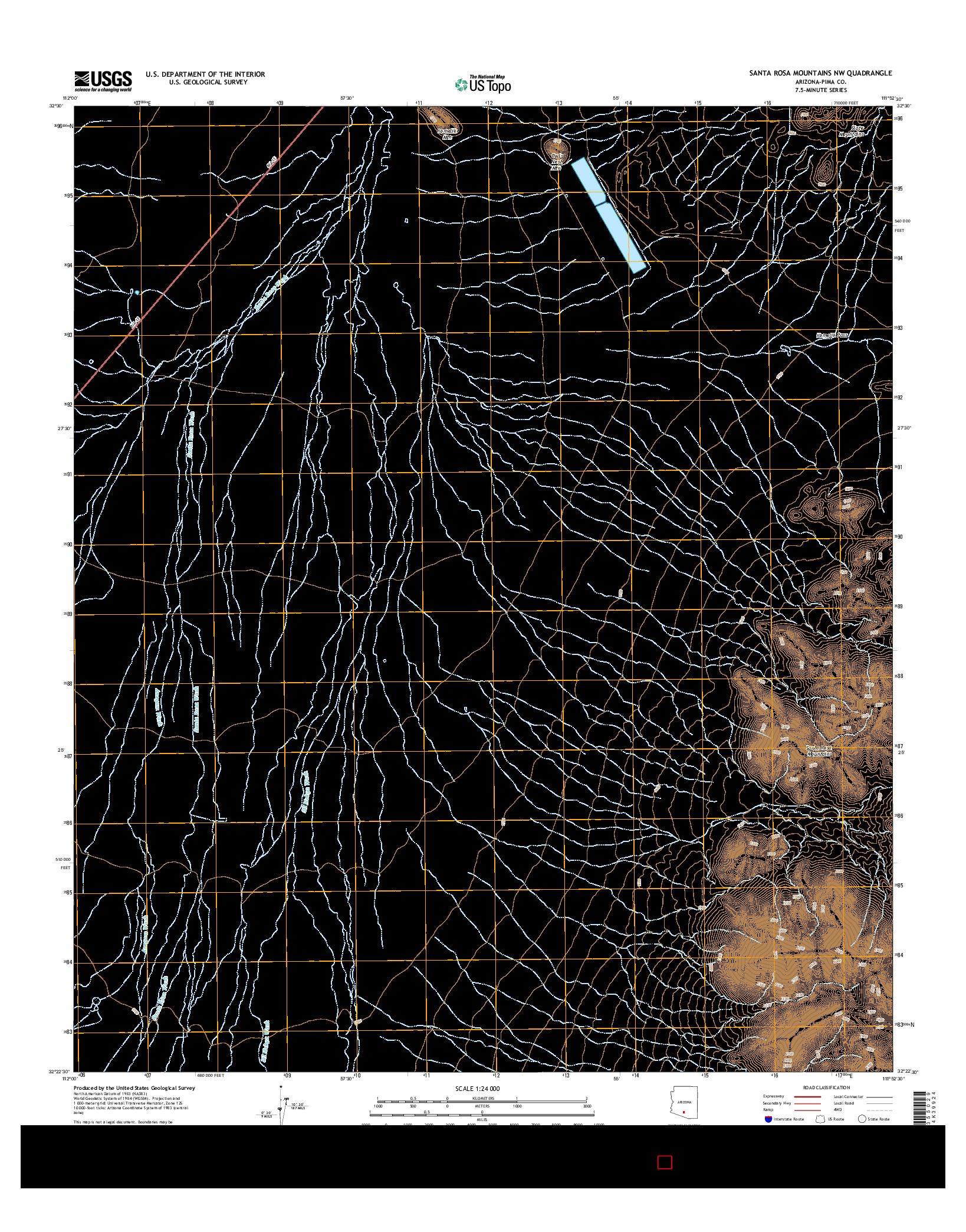 USGS US TOPO 7.5-MINUTE MAP FOR SANTA ROSA MOUNTAINS NW, AZ 2014