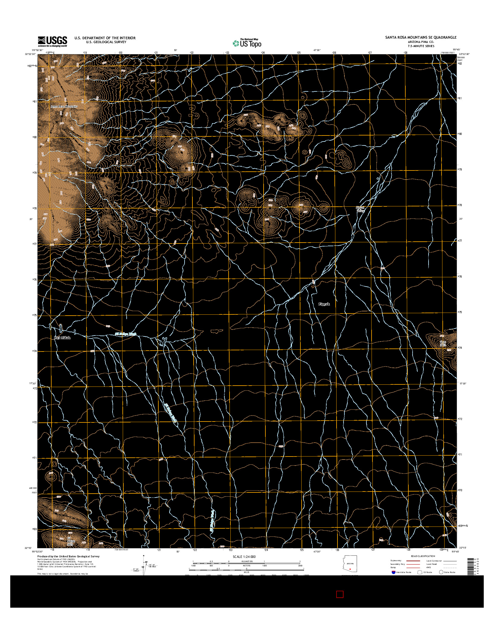 USGS US TOPO 7.5-MINUTE MAP FOR SANTA ROSA MOUNTAINS SE, AZ 2014