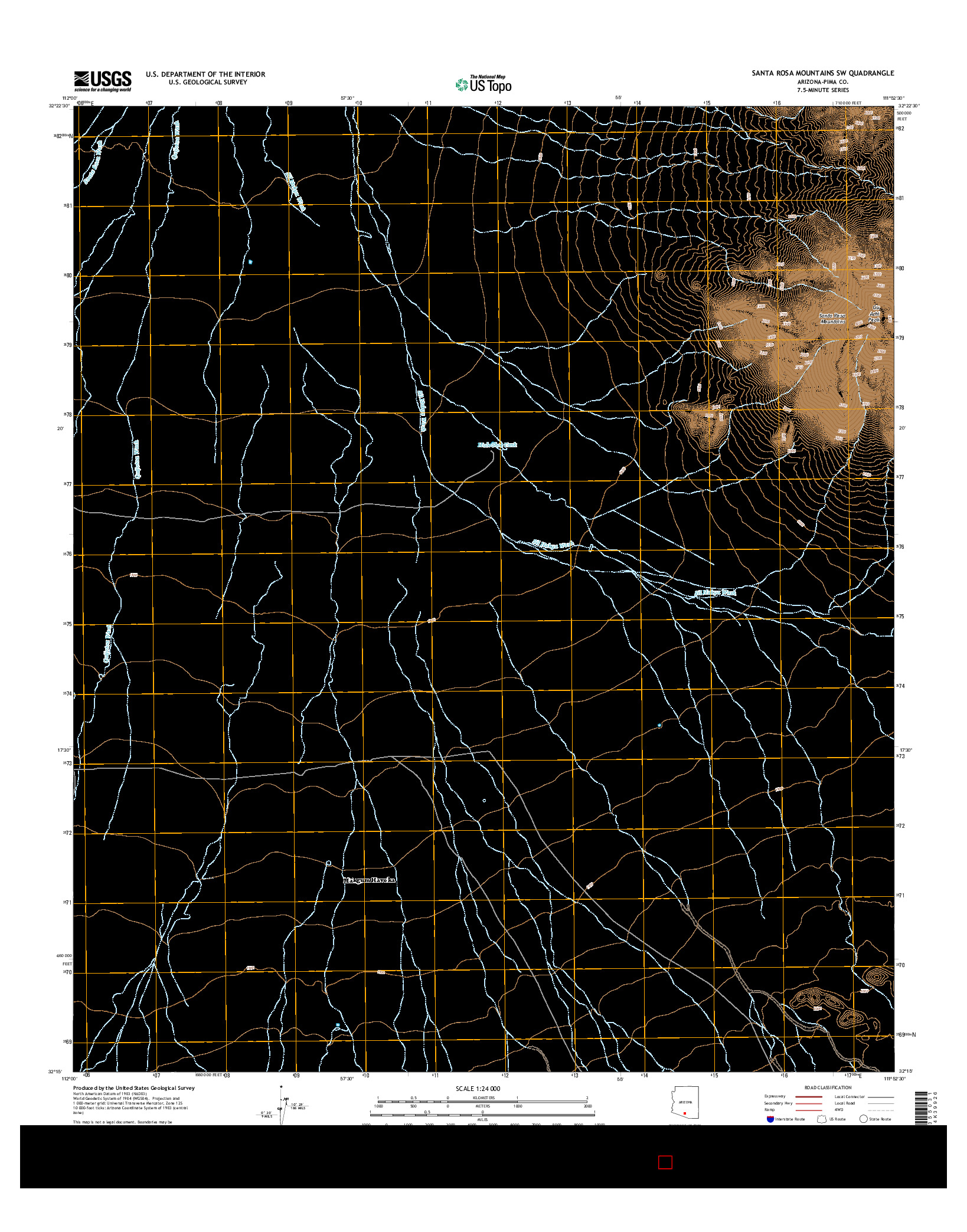 USGS US TOPO 7.5-MINUTE MAP FOR SANTA ROSA MOUNTAINS SW, AZ 2014