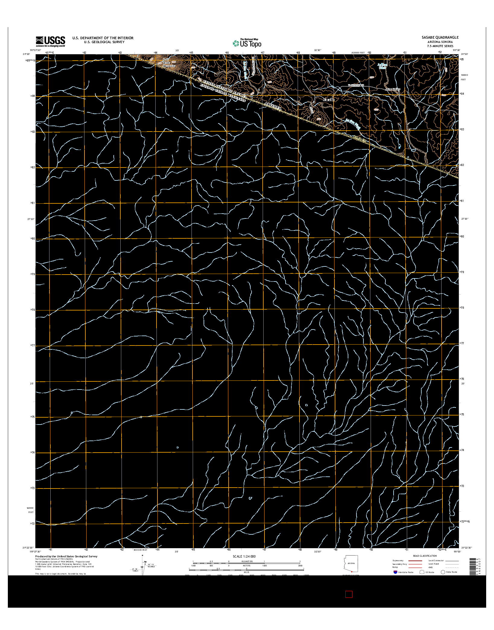 USGS US TOPO 7.5-MINUTE MAP FOR SASABE, AZ-SON 2014