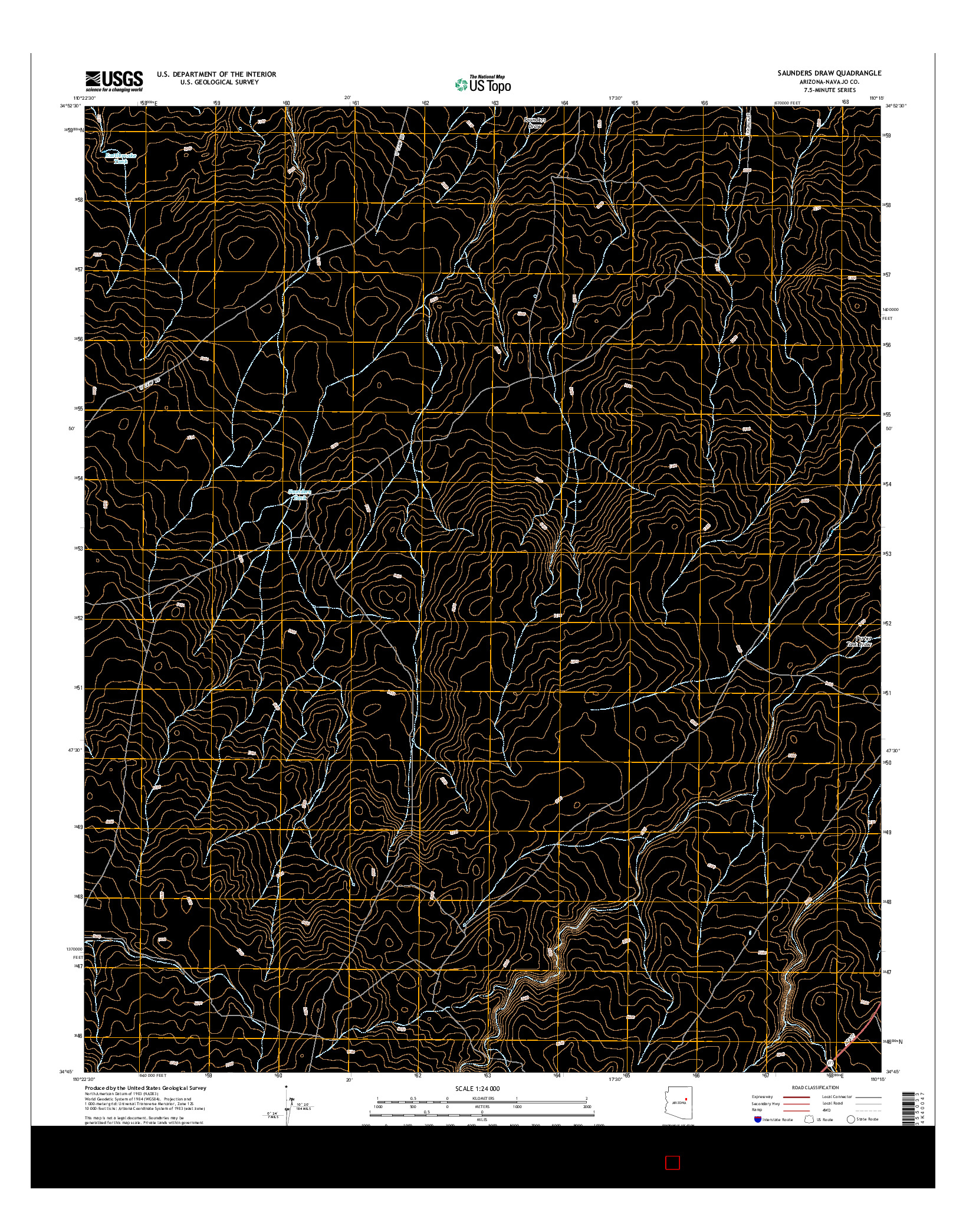 USGS US TOPO 7.5-MINUTE MAP FOR SAUNDERS DRAW, AZ 2014
