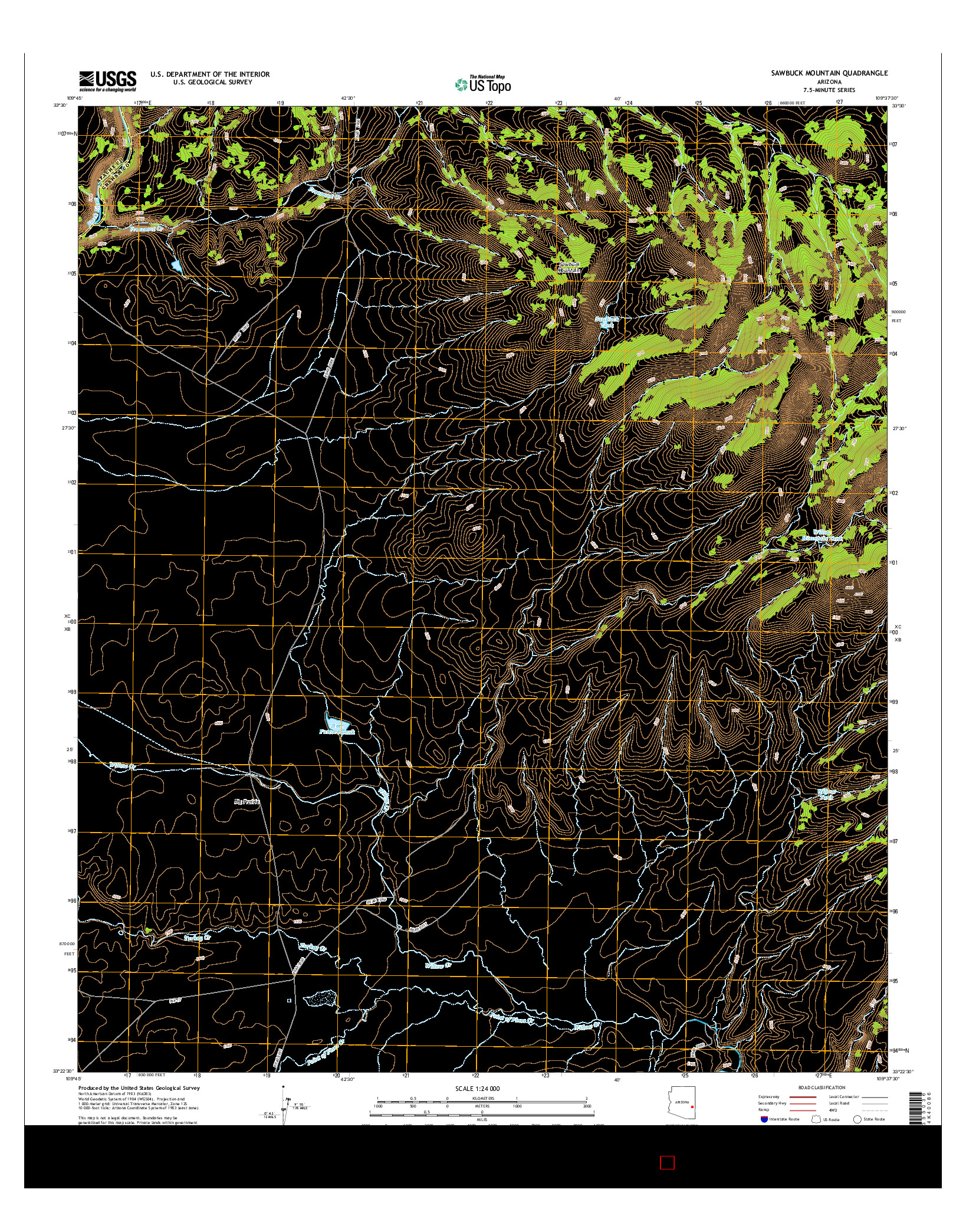 USGS US TOPO 7.5-MINUTE MAP FOR SAWBUCK MOUNTAIN, AZ 2014