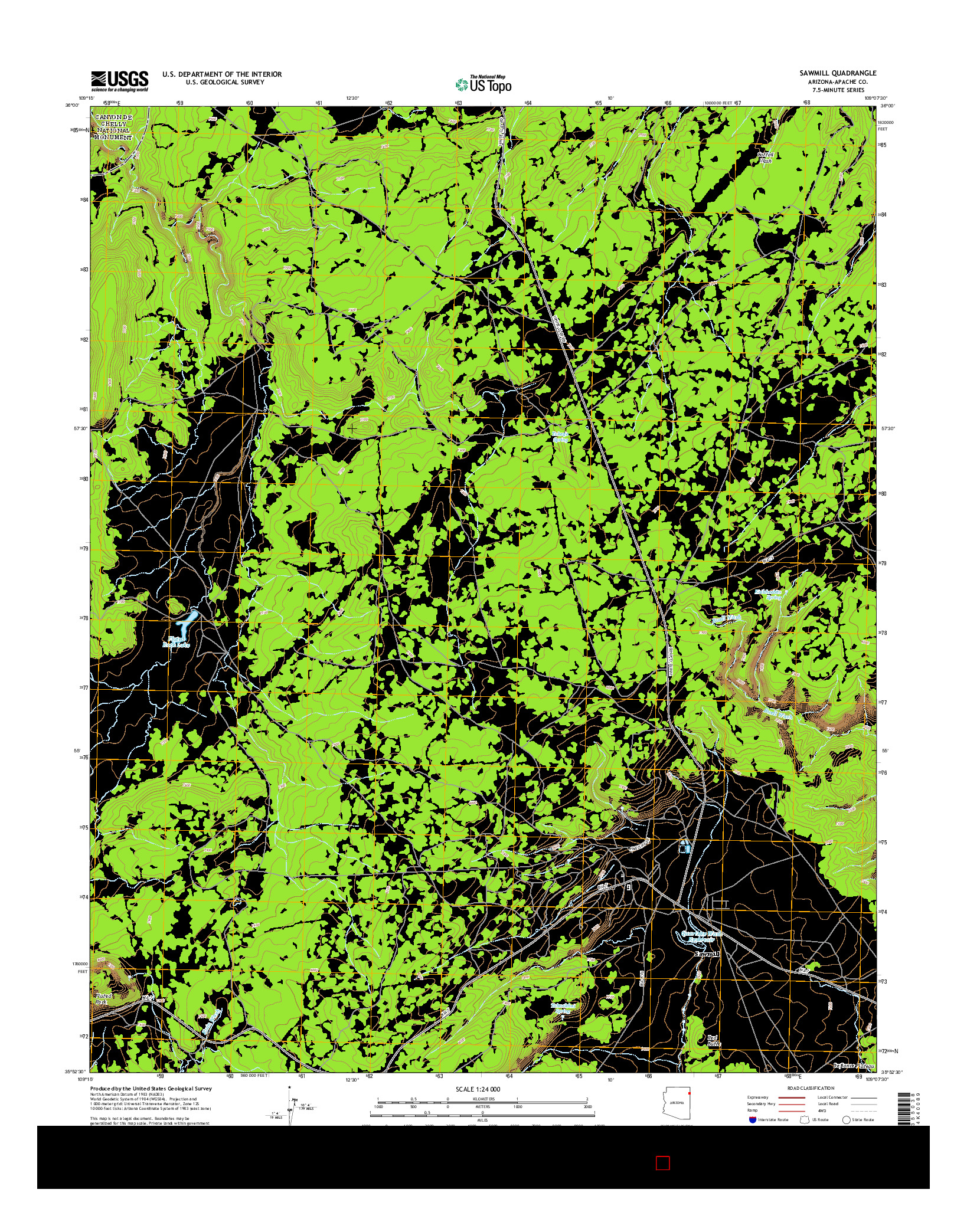 USGS US TOPO 7.5-MINUTE MAP FOR SAWMILL, AZ 2014