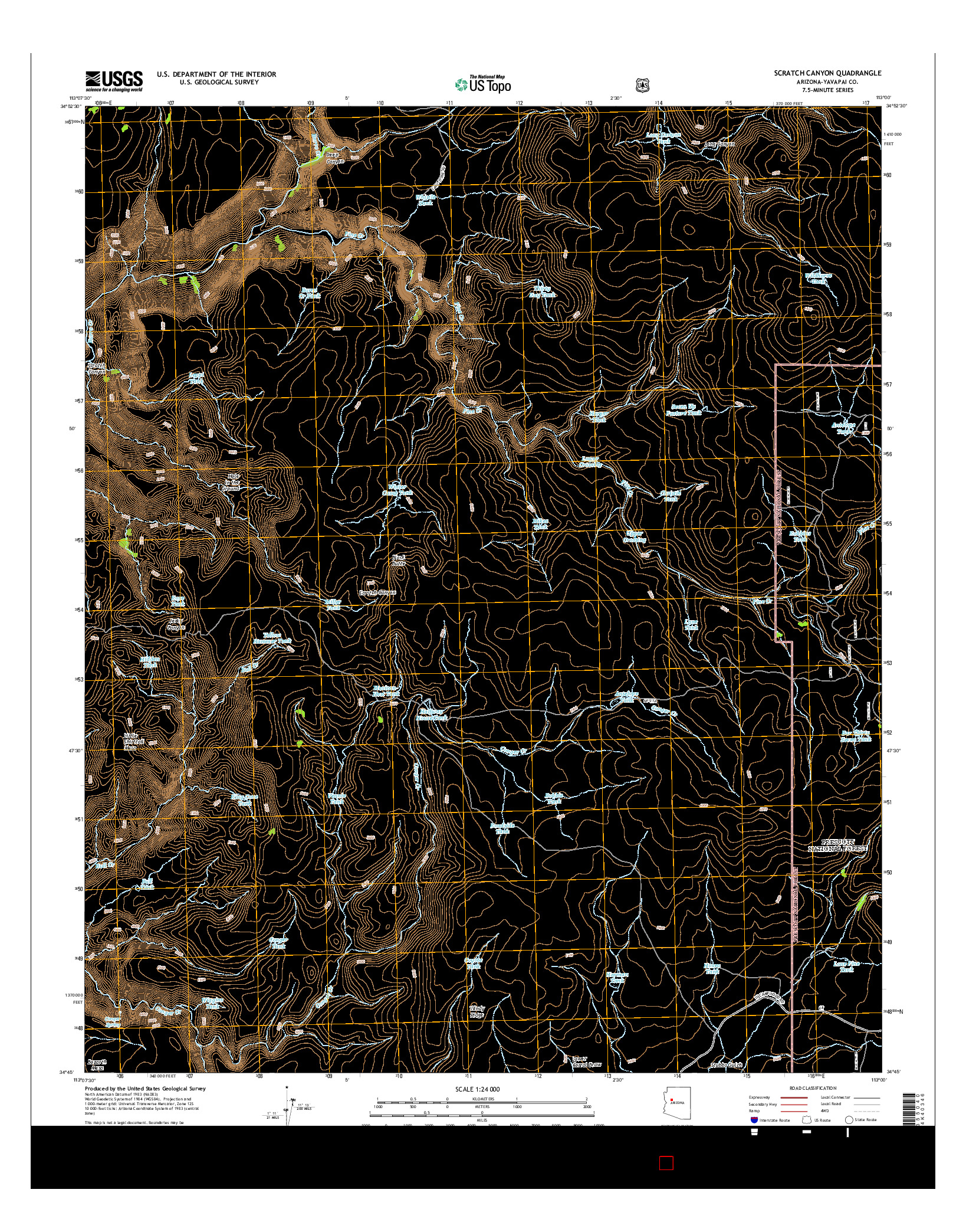 USGS US TOPO 7.5-MINUTE MAP FOR SCRATCH CANYON, AZ 2014