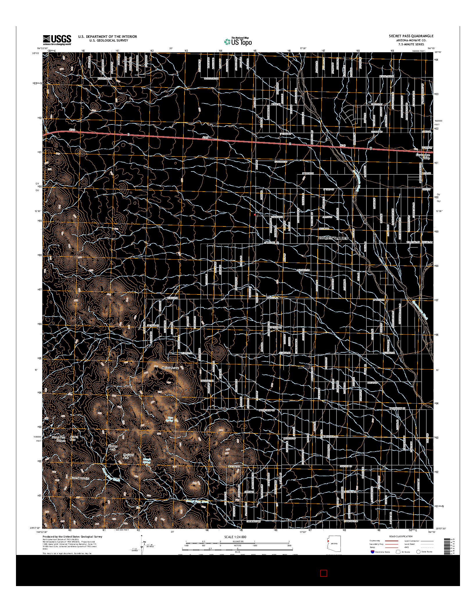 USGS US TOPO 7.5-MINUTE MAP FOR SECRET PASS, AZ 2014