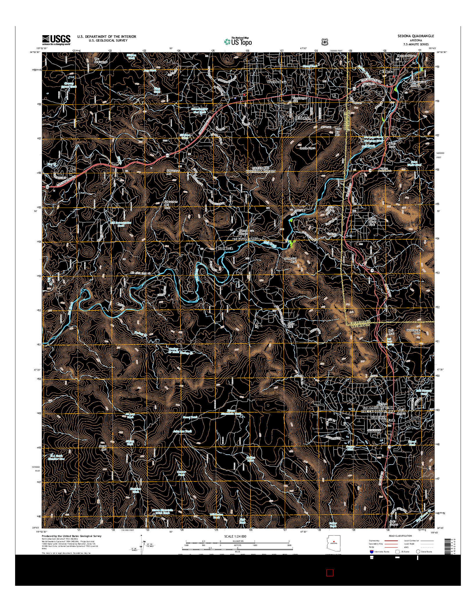 USGS US TOPO 7.5-MINUTE MAP FOR SEDONA, AZ 2014