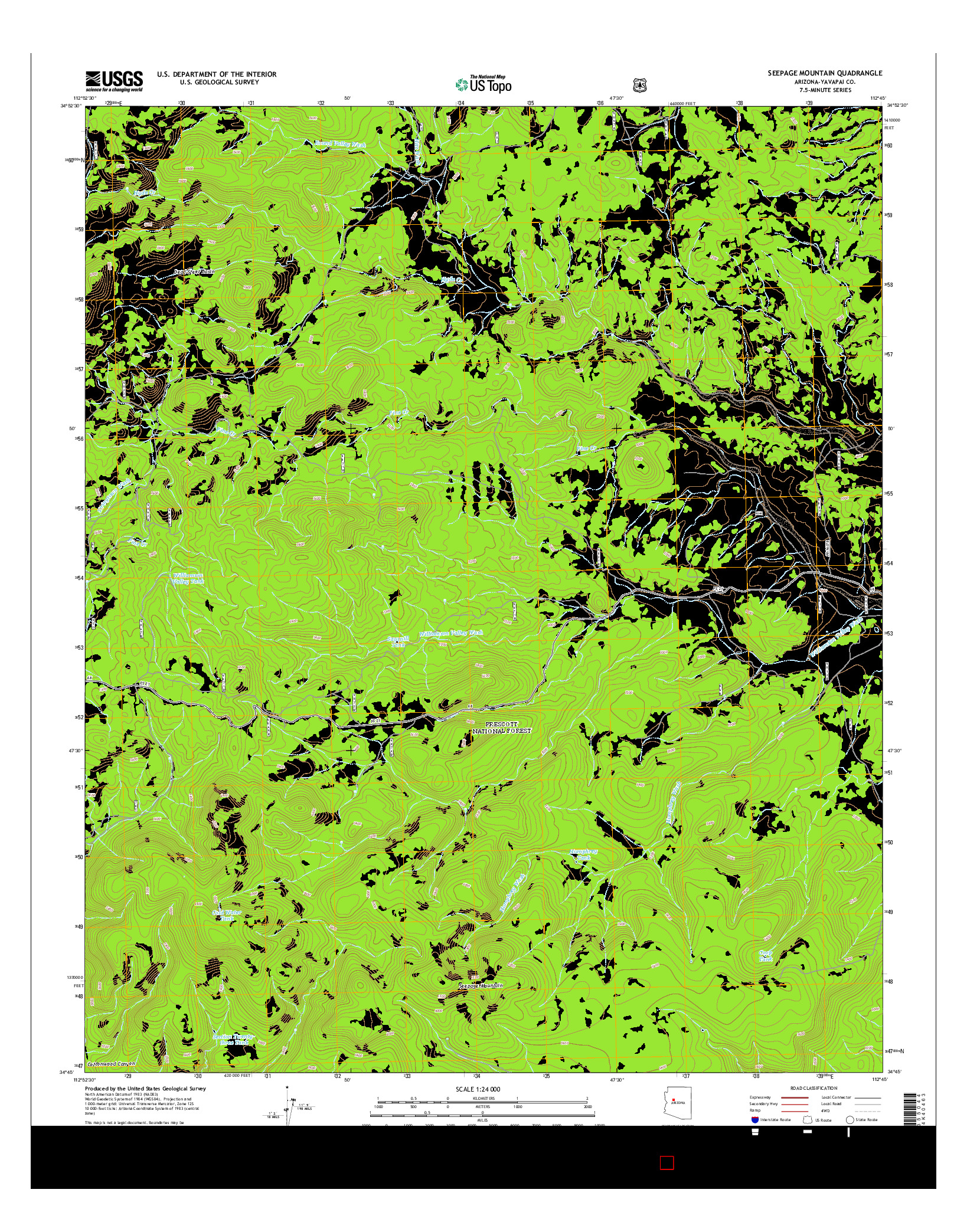 USGS US TOPO 7.5-MINUTE MAP FOR SEEPAGE MOUNTAIN, AZ 2014
