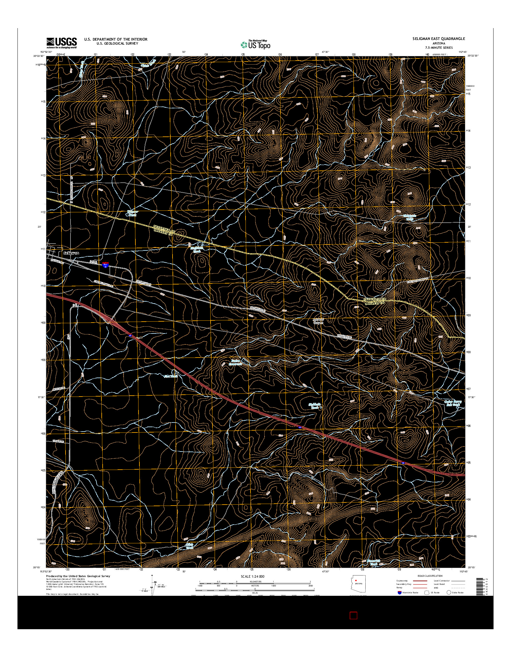 USGS US TOPO 7.5-MINUTE MAP FOR SELIGMAN EAST, AZ 2014