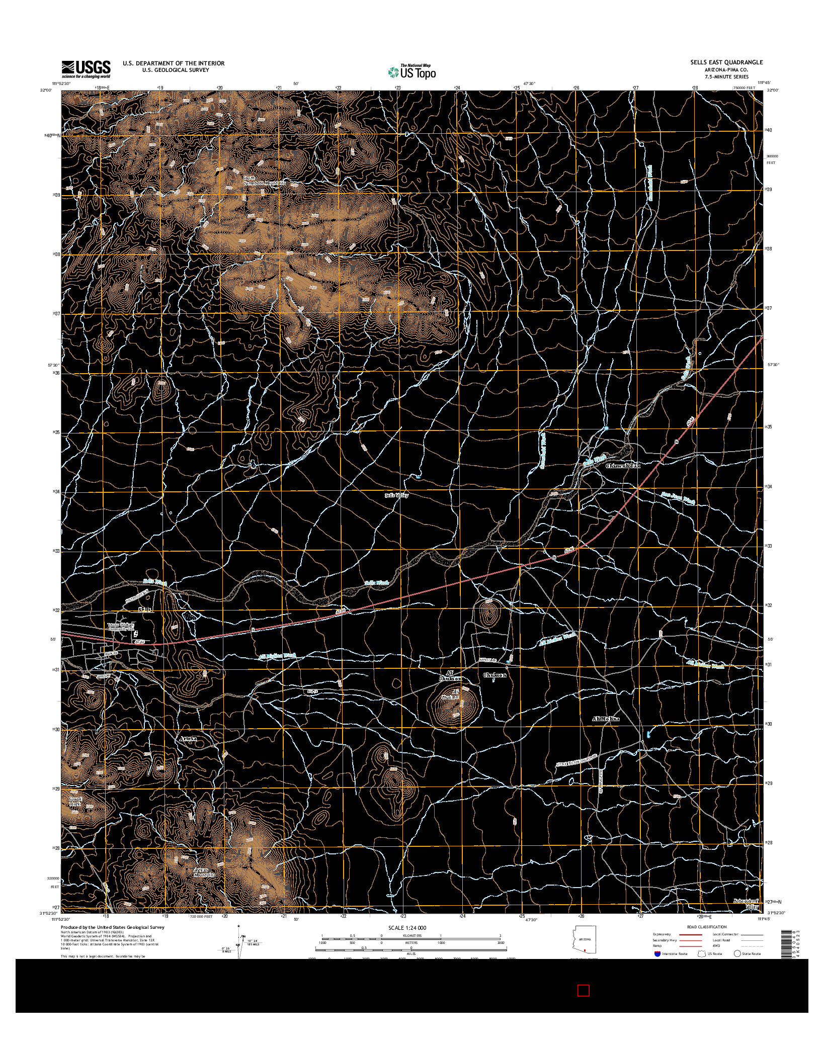 USGS US TOPO 7.5-MINUTE MAP FOR SELLS EAST, AZ 2014