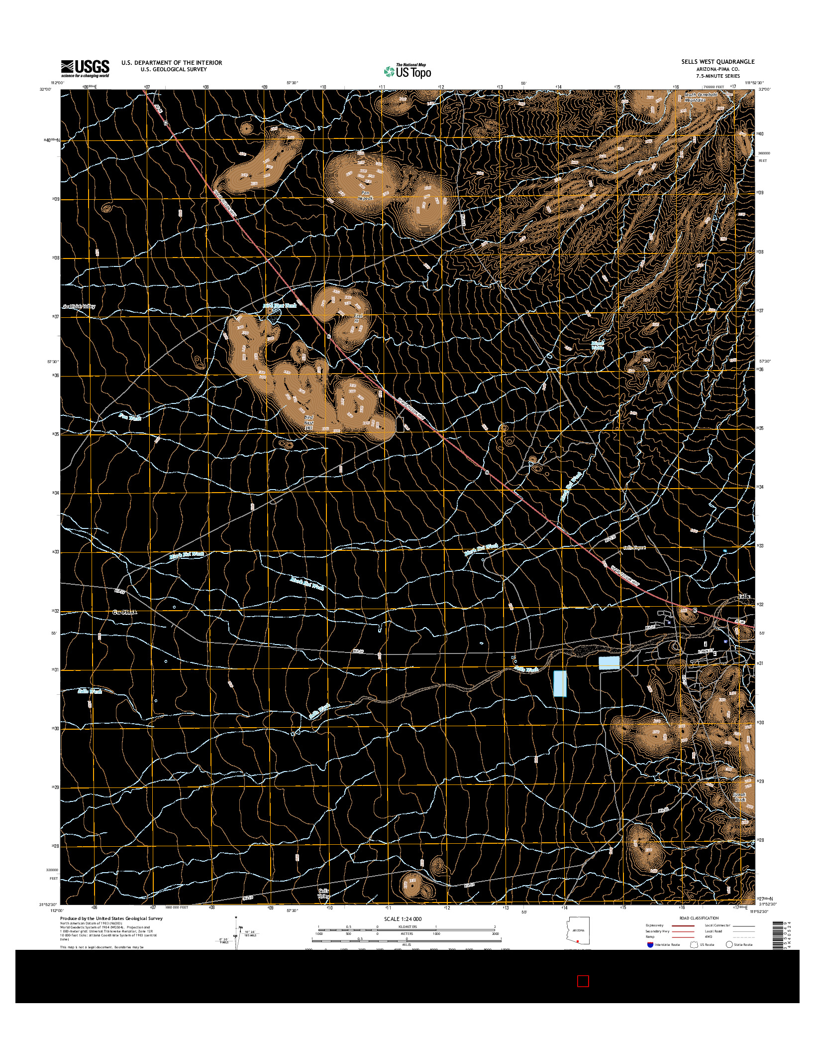 USGS US TOPO 7.5-MINUTE MAP FOR SELLS WEST, AZ 2014