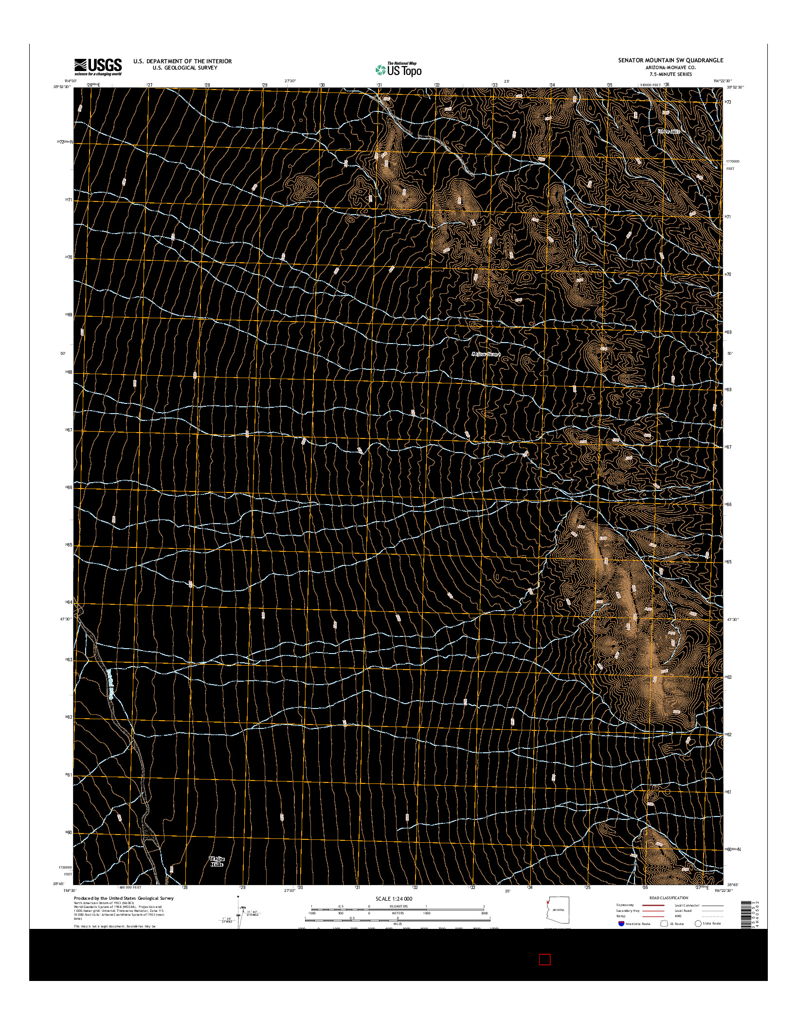 USGS US TOPO 7.5-MINUTE MAP FOR SENATOR MOUNTAIN SW, AZ 2014