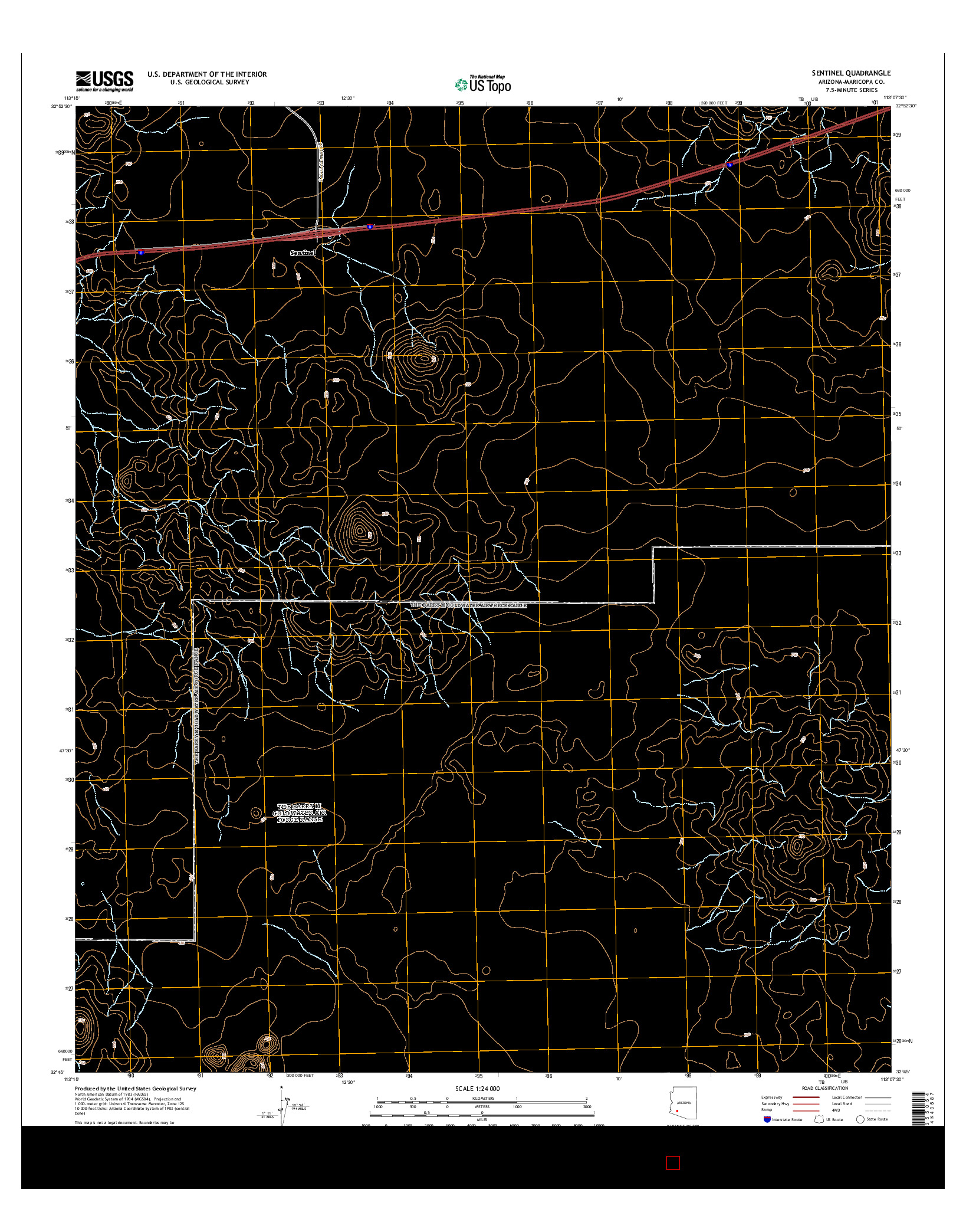 USGS US TOPO 7.5-MINUTE MAP FOR SENTINEL, AZ 2014