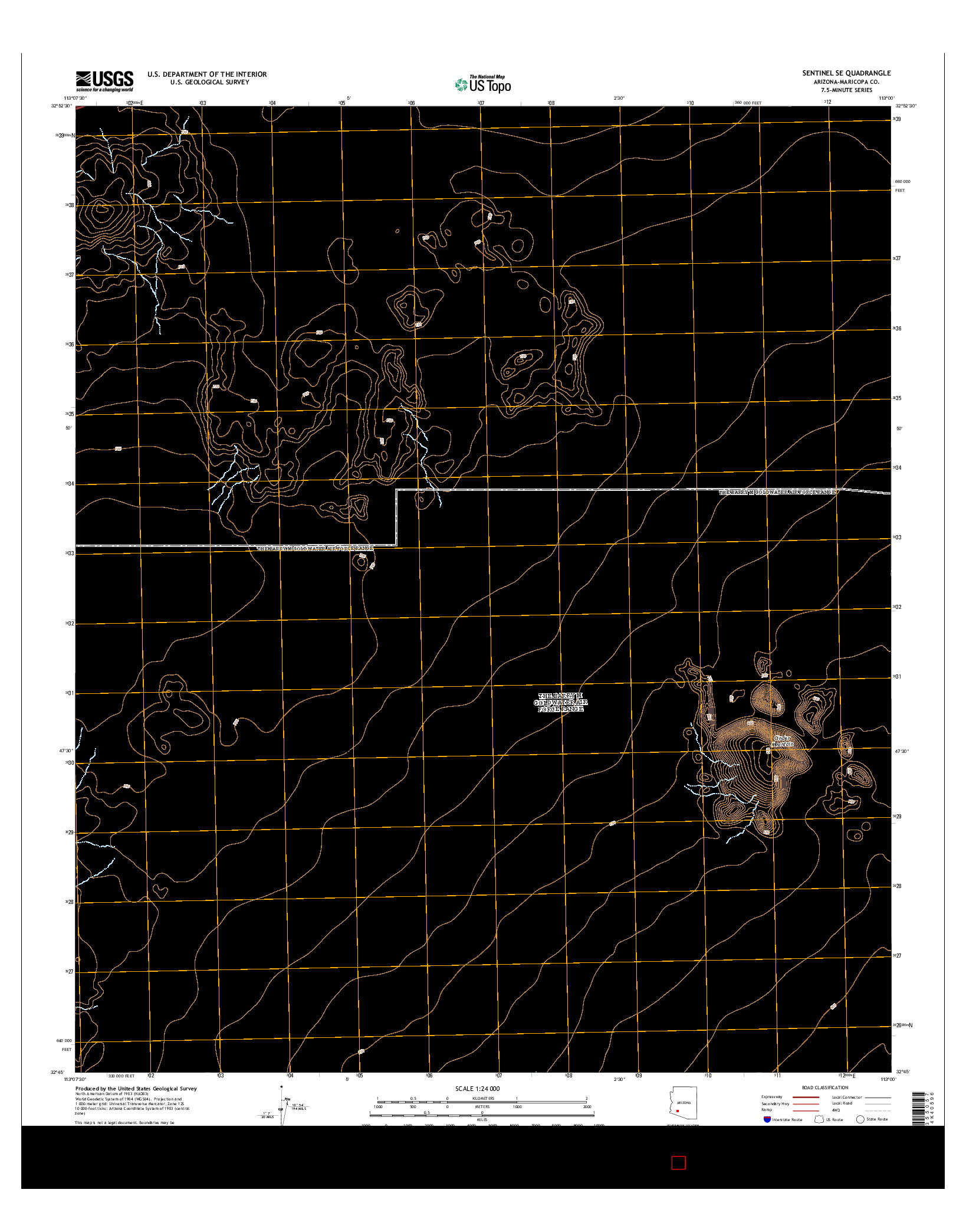 USGS US TOPO 7.5-MINUTE MAP FOR SENTINEL SE, AZ 2014