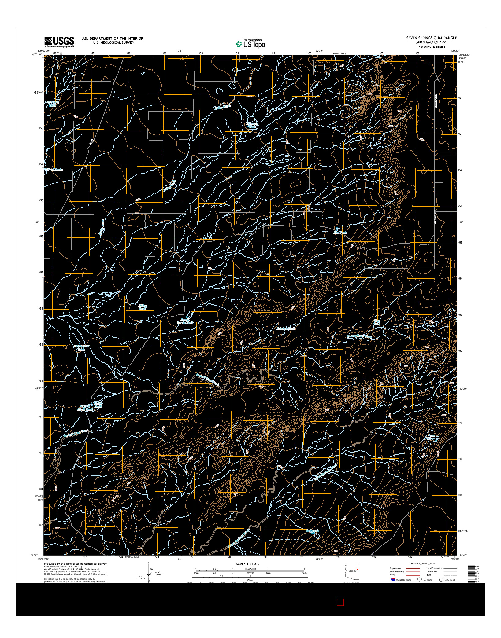 USGS US TOPO 7.5-MINUTE MAP FOR SEVEN SPRINGS, AZ 2014