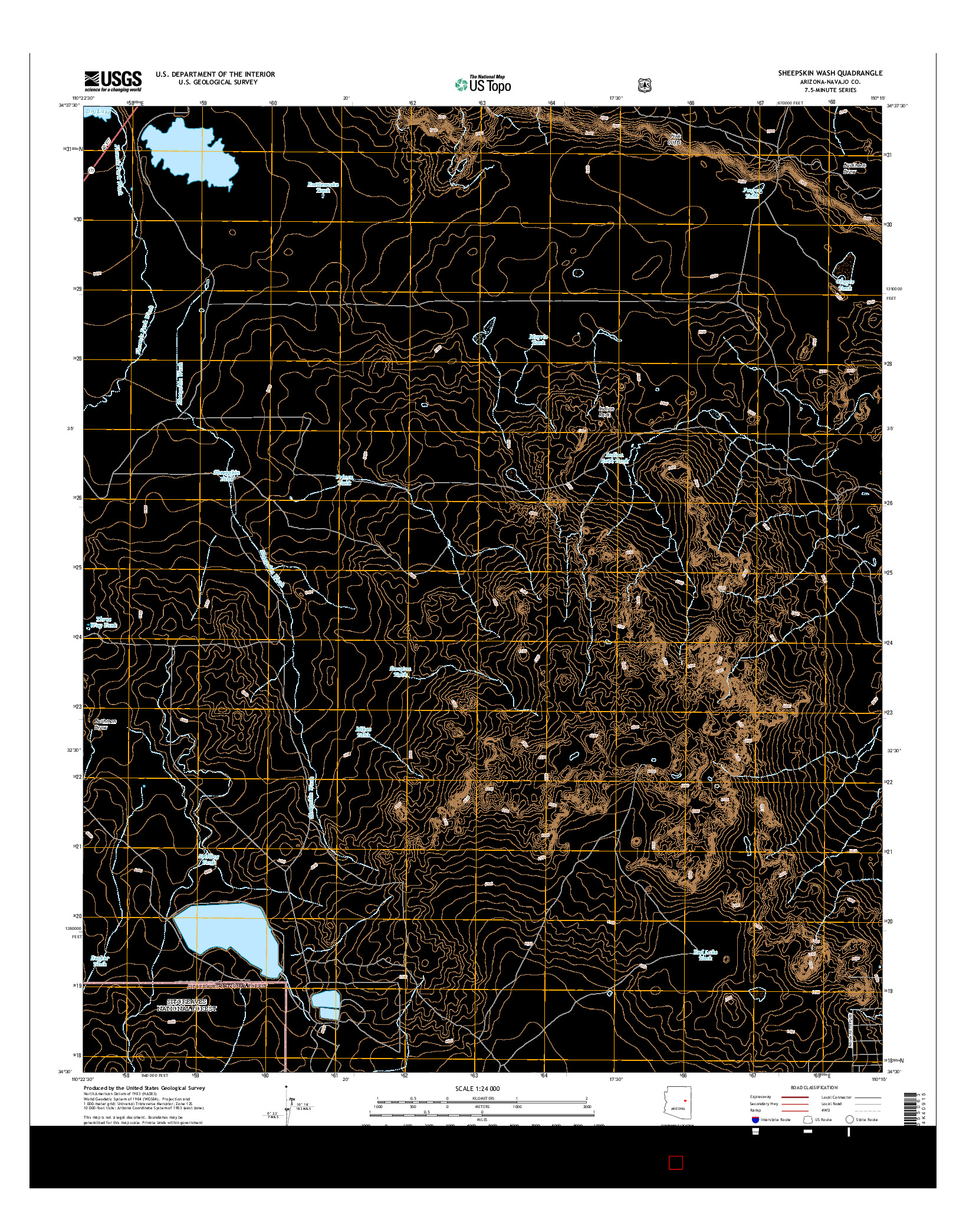 USGS US TOPO 7.5-MINUTE MAP FOR SHEEPSKIN WASH, AZ 2014