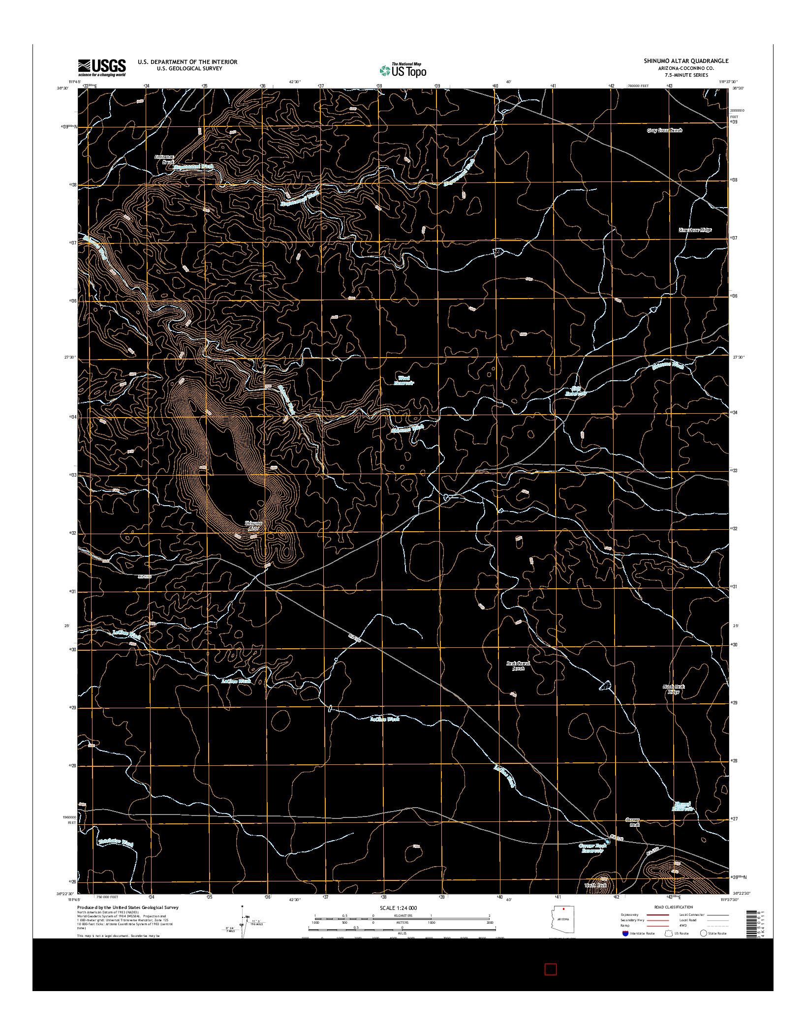 USGS US TOPO 7.5-MINUTE MAP FOR SHINUMO ALTAR, AZ 2014