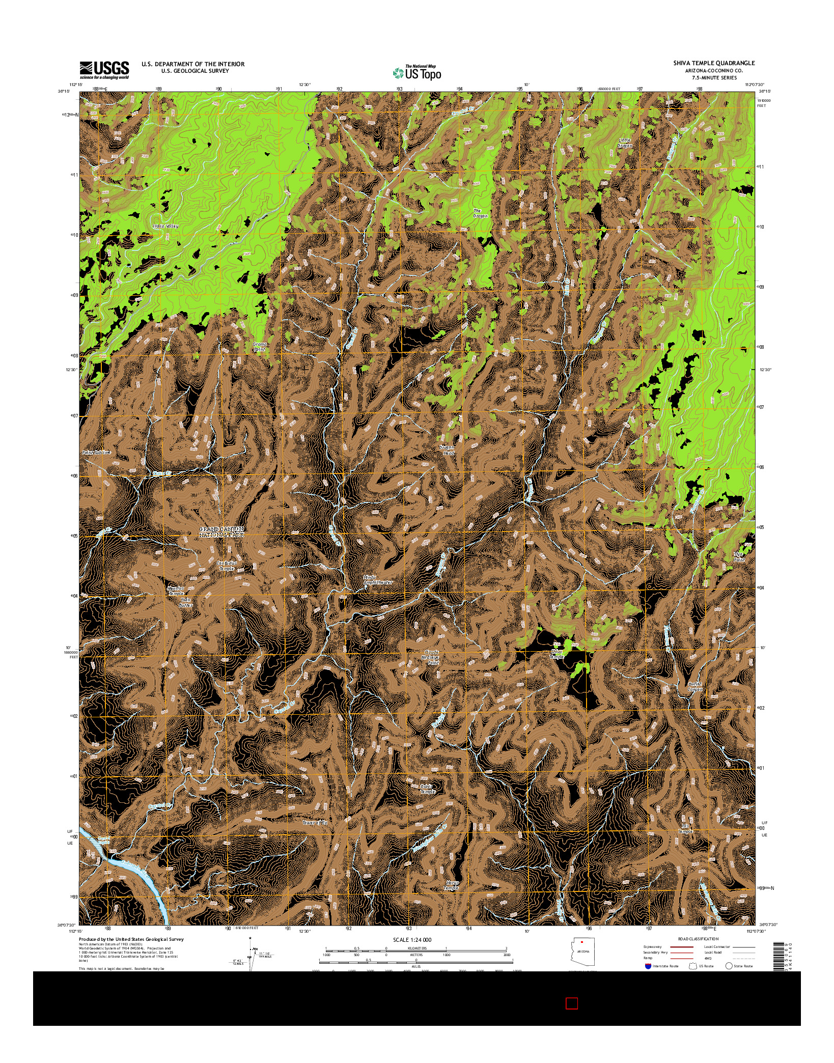 USGS US TOPO 7.5-MINUTE MAP FOR SHIVA TEMPLE, AZ 2014