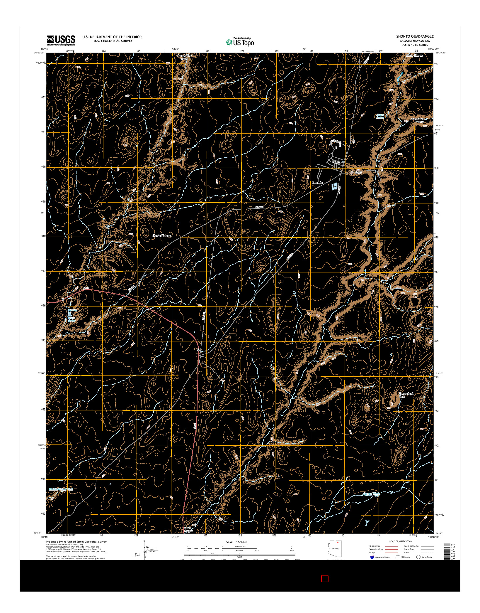 USGS US TOPO 7.5-MINUTE MAP FOR SHONTO, AZ 2014