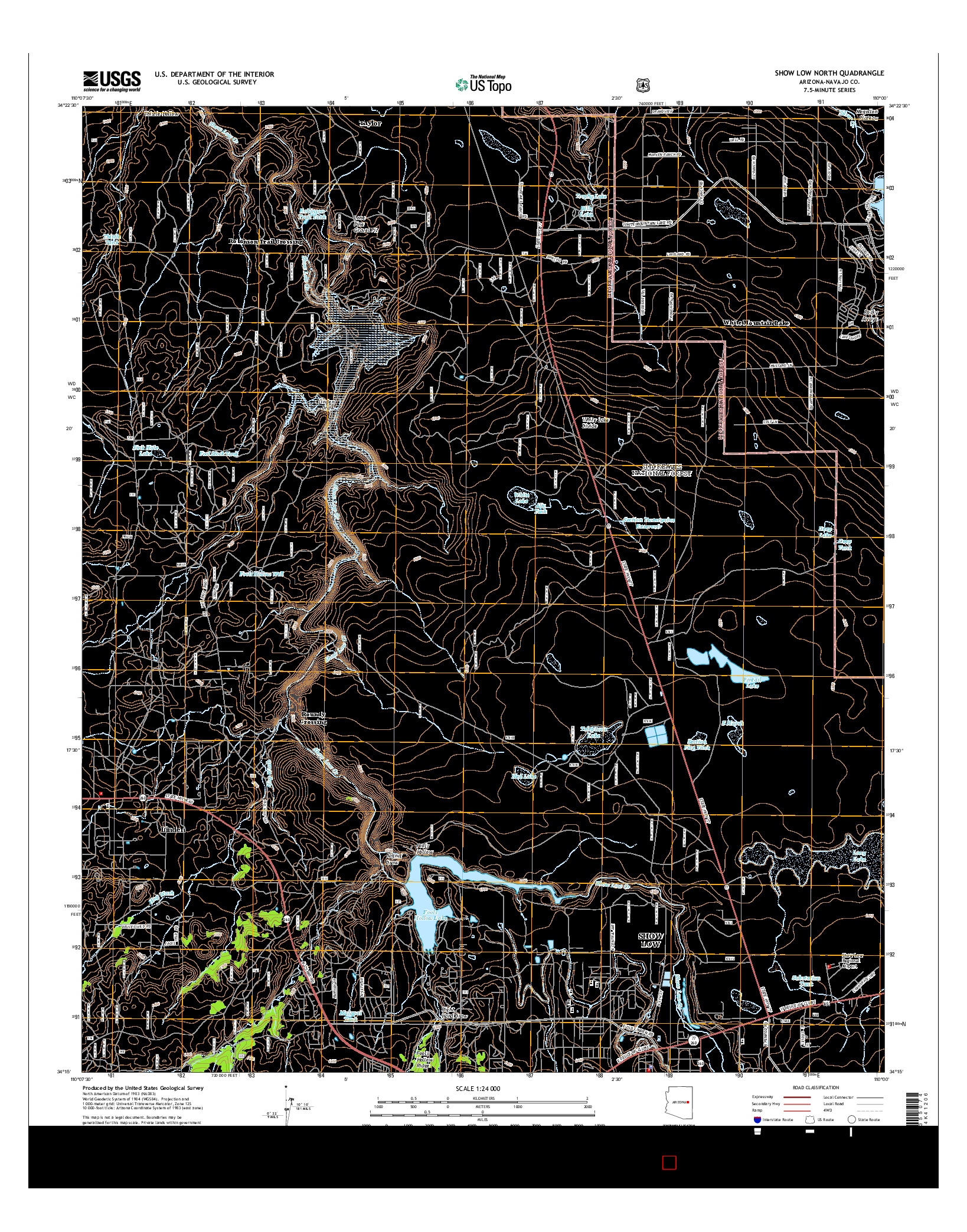 USGS US TOPO 7.5-MINUTE MAP FOR SHOW LOW NORTH, AZ 2014