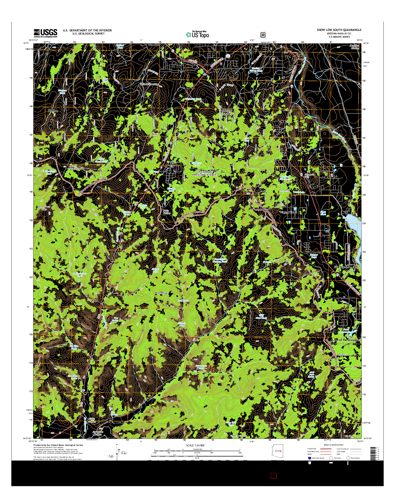 USGS US TOPO 7.5-MINUTE MAP FOR SHOW LOW SOUTH, AZ 2014
